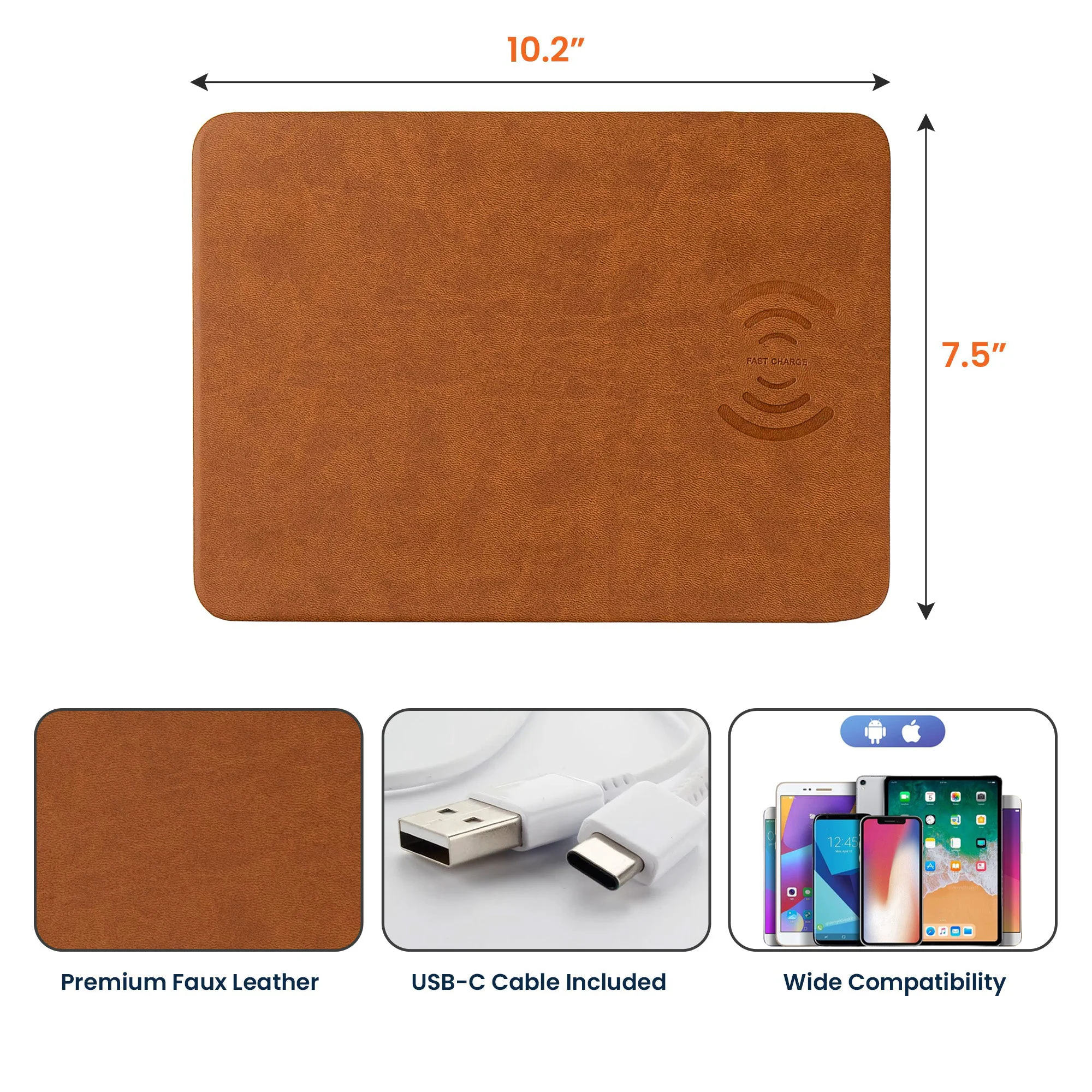 Custom Initial Names For Him, Son, Husband, Boyfriend, Coworkers - Personalized Leather Charging Mat - Image 5