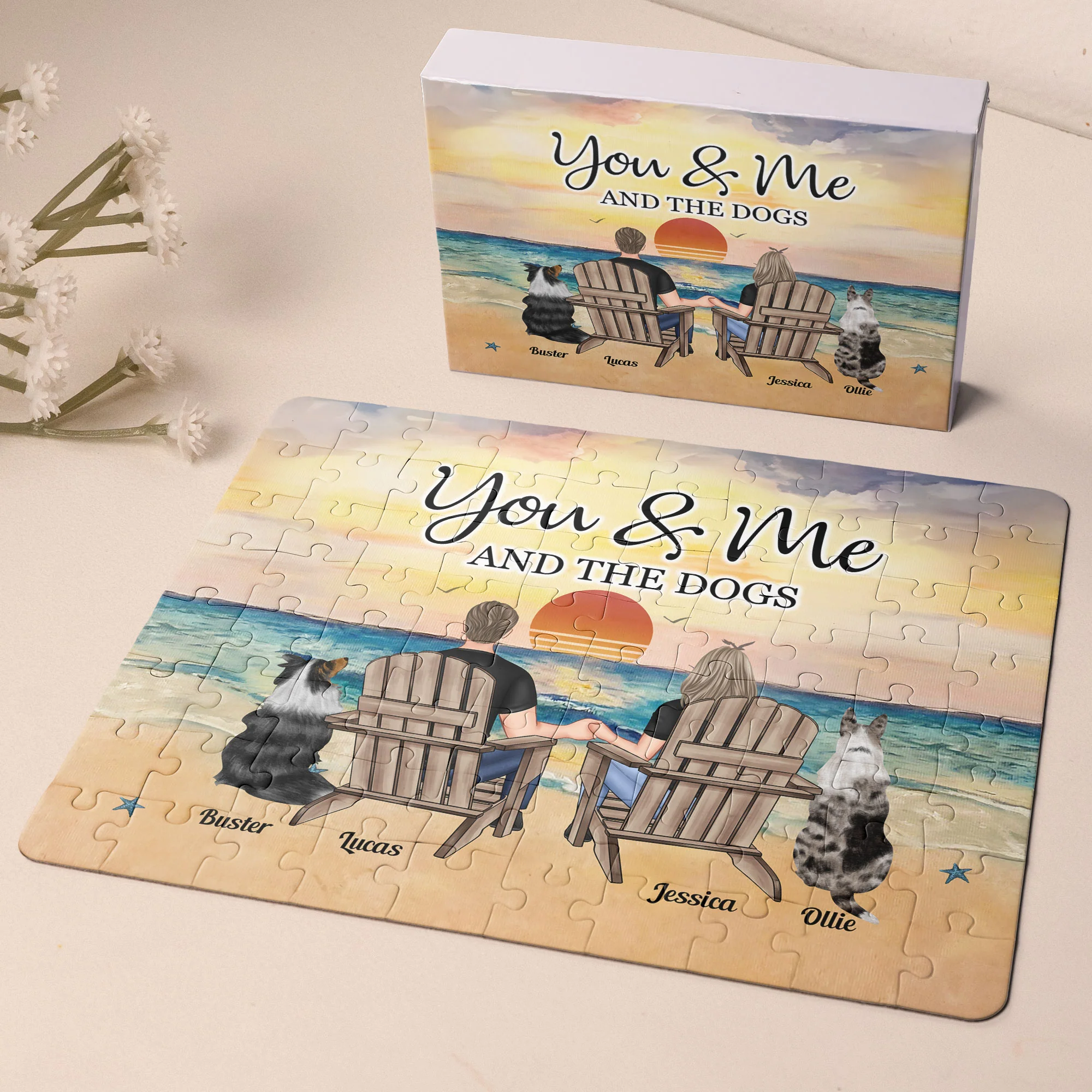 Custom Jigsaw Puzzle For Couple And Pets - Personalized Jigsaw Puzzle - Image 3