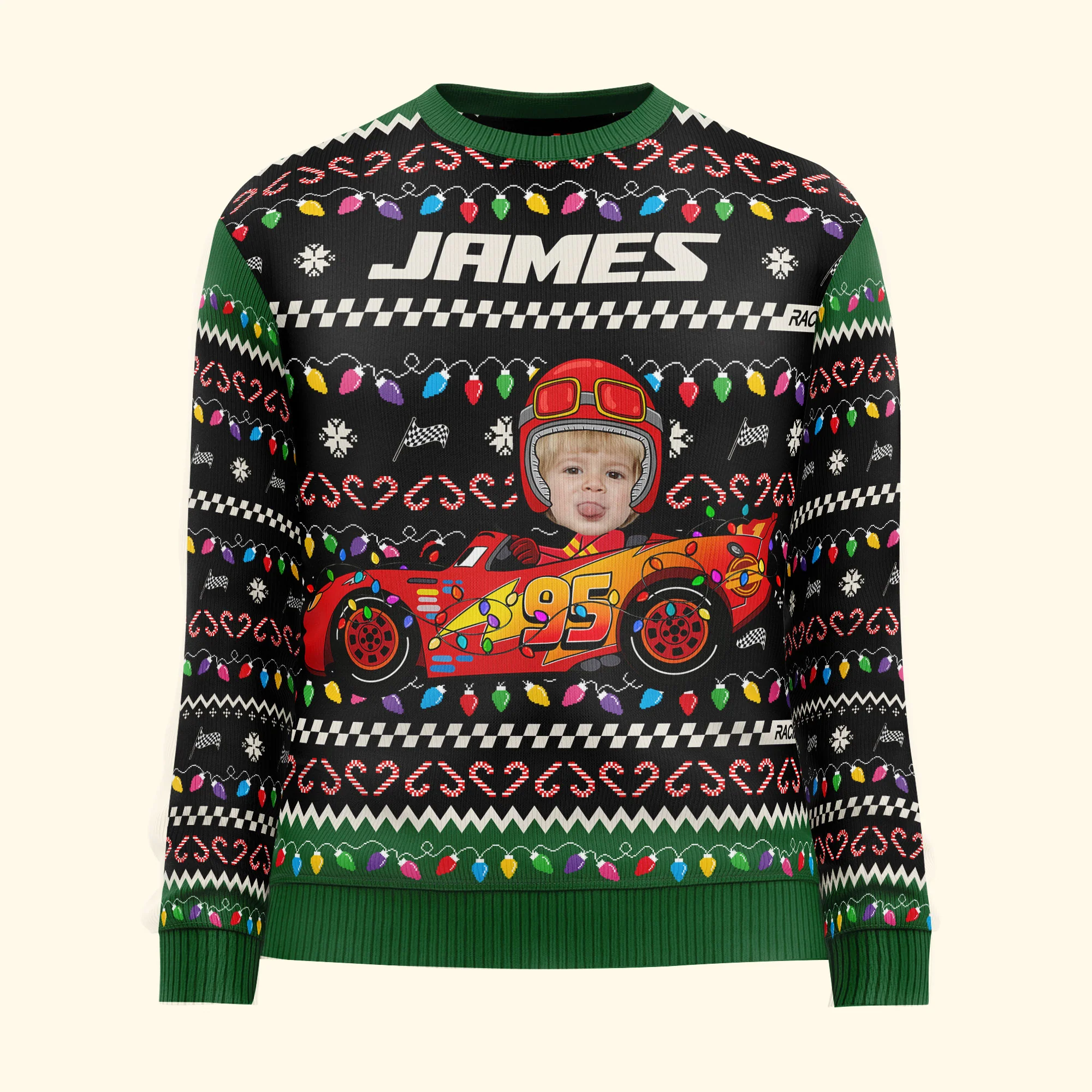 Custom Kid Face Car Toy - Personalized Photo Ugly Sweater - Image 6