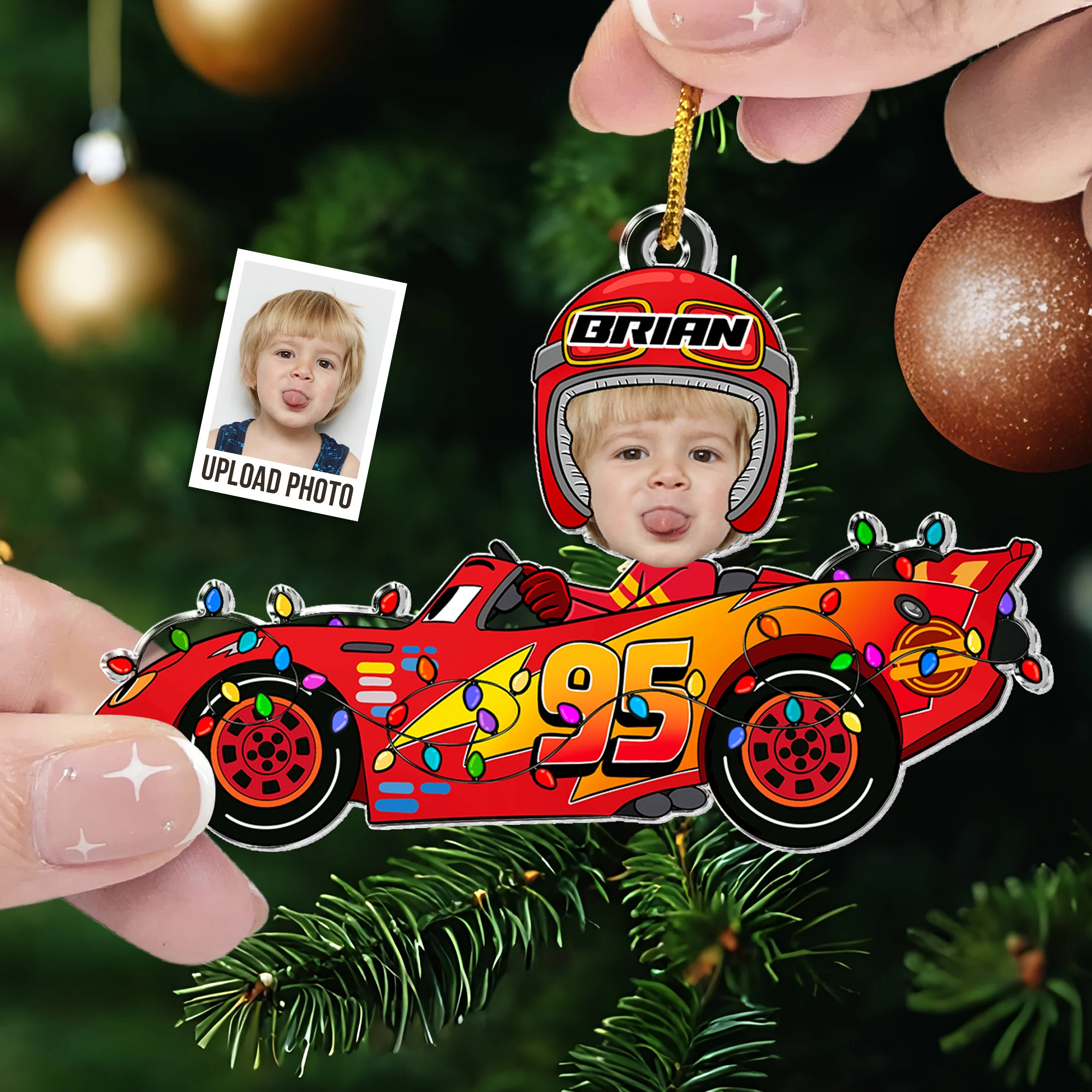 Custom Kid Face Car Toys - Personalized Acrylic Photo Ornament - Image 2