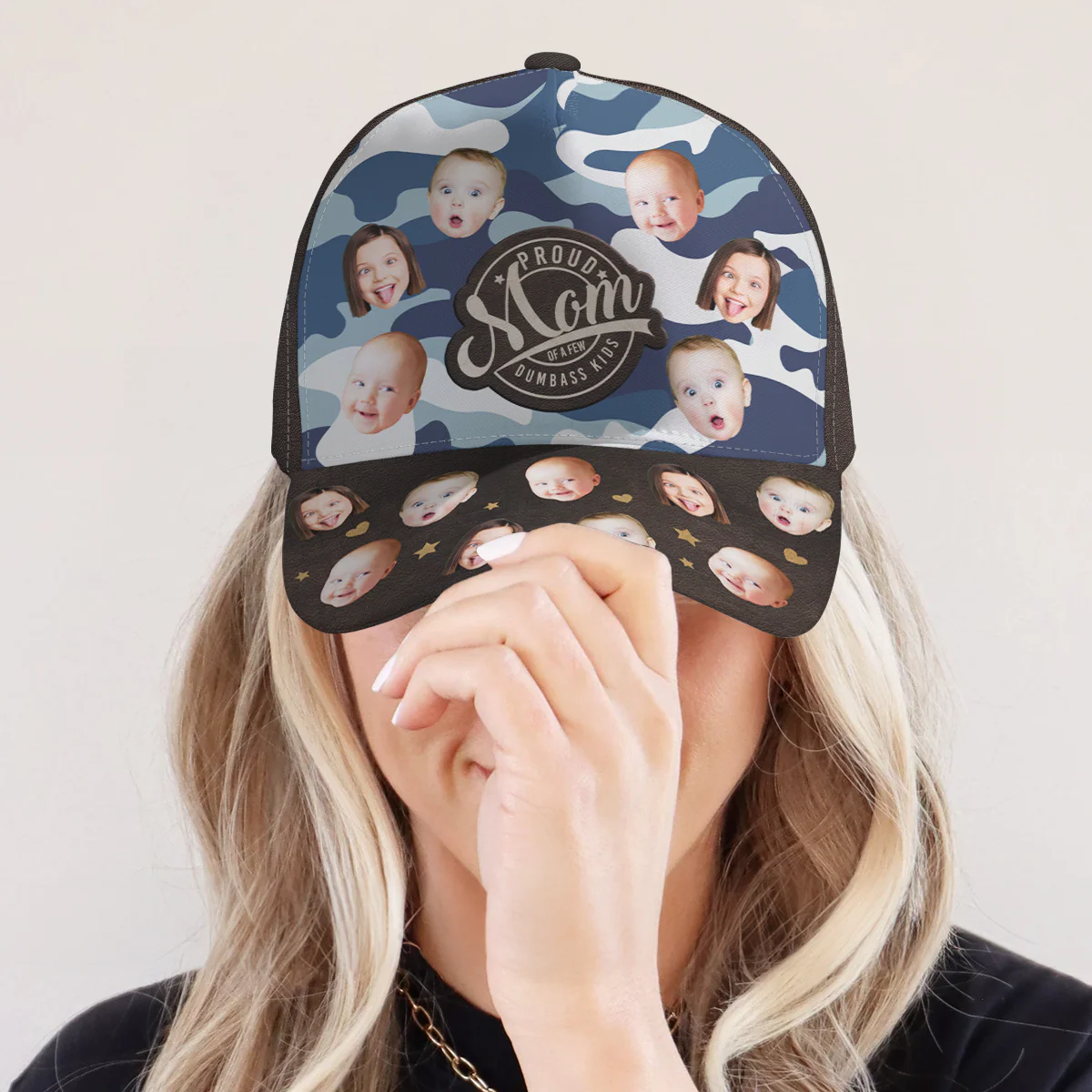 Custom Kid Faces Proud Father Of A Few Dumbass Kids - Personalized Photo Classic Cap - Image 4