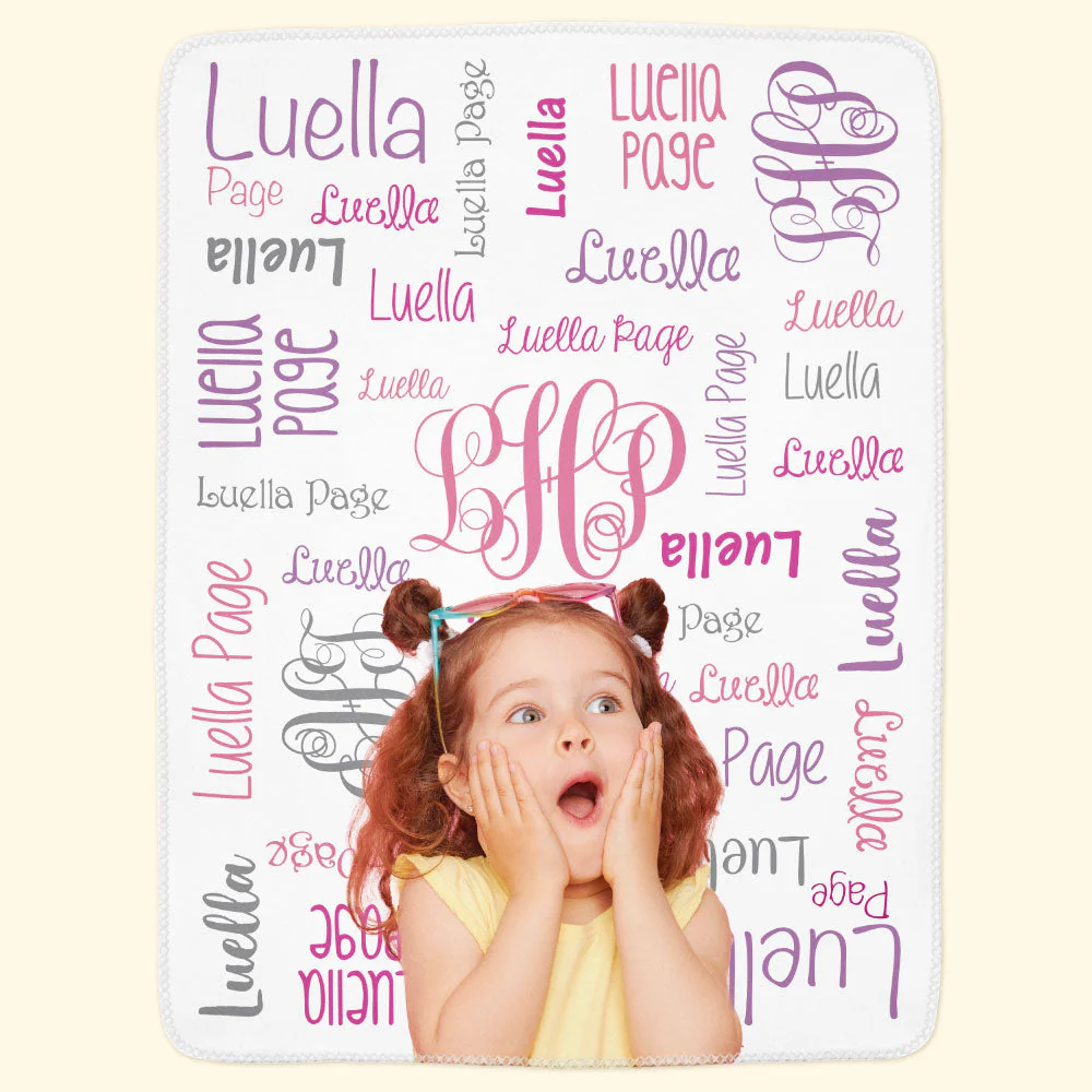 Custom Kid Photo Monogram Name - Personalized Kid Photo Blanket - Image 4