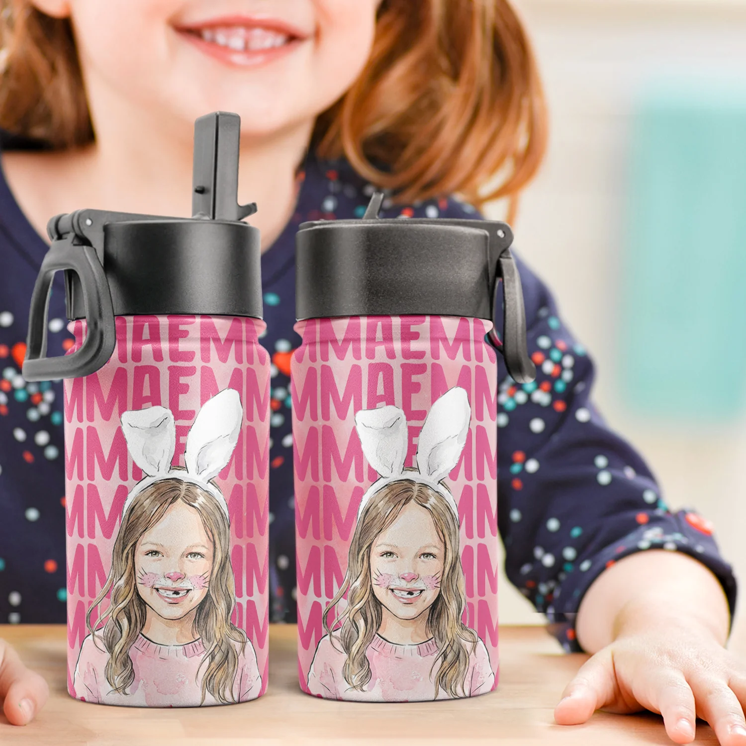 Custom Kid Photo Watercolor Back To School Gifts For Son, Daughter, Grandkids - Personalized Water Bottle - Image 4