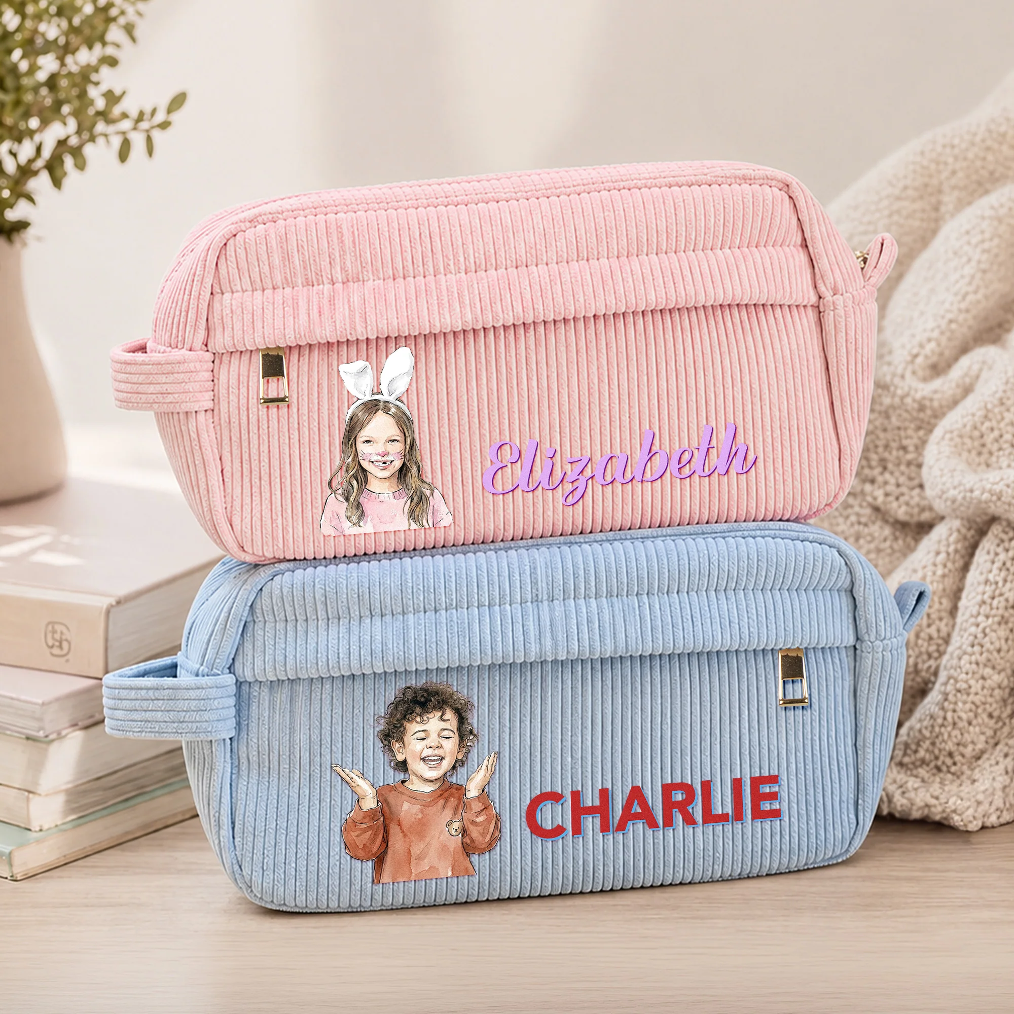 Custom Kid Photo Watercolor & Name Back To School Gifts For Son, Daughter, Grandkids - Personalized Pencil Case - Image 6