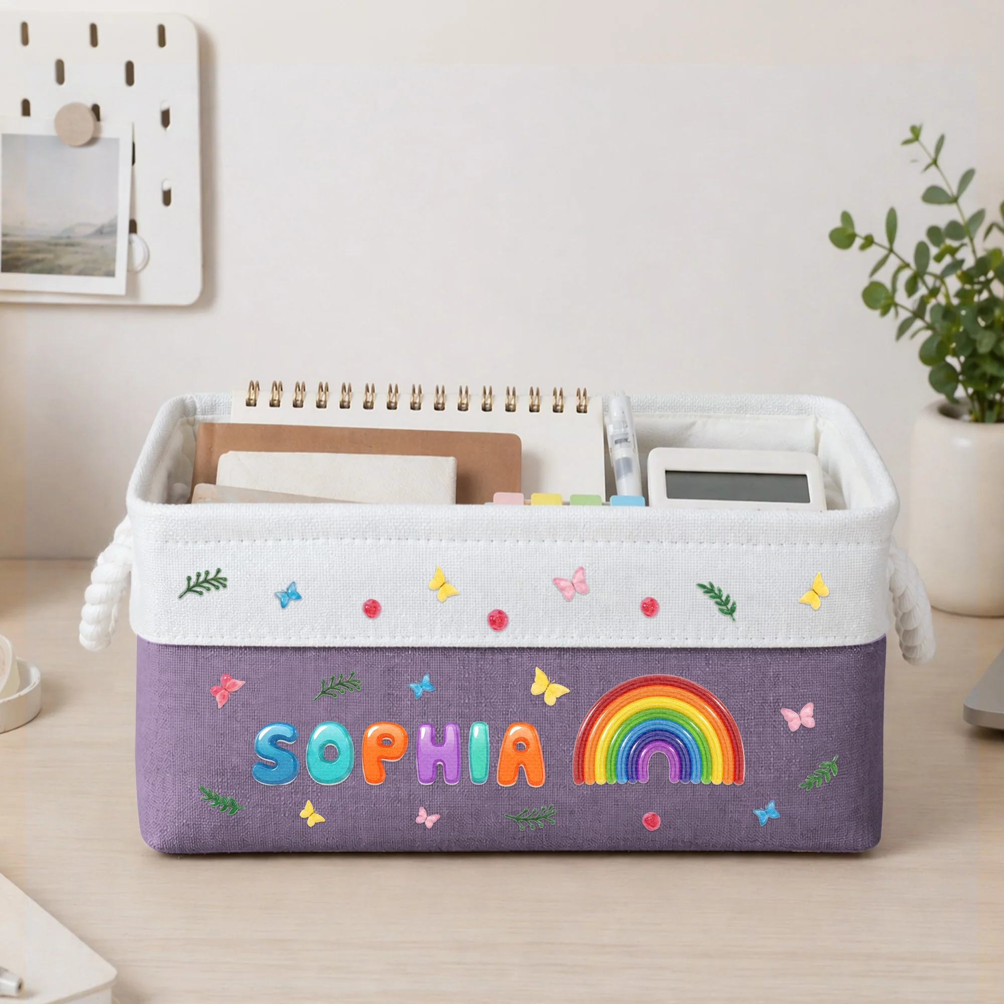 Custom Kid's Name, Rainbow Alphabet - Personalized Storage Basket - Image 3