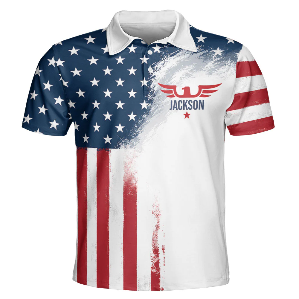 Custom Monogram, American Flag, USA 250th - Personalized Polo Shirt - Image 3