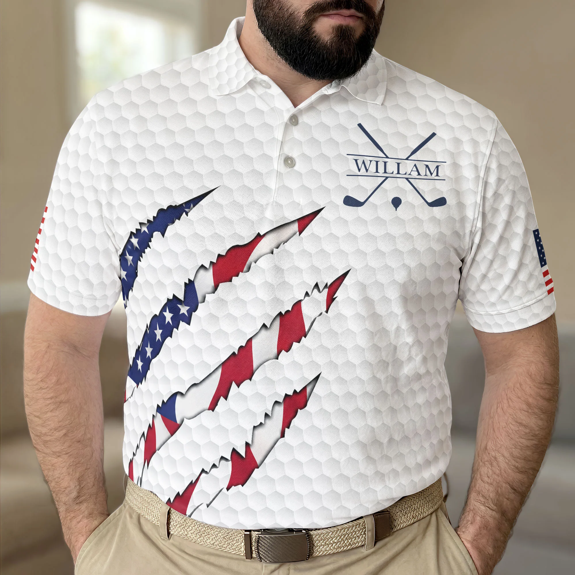 Custom Monogram For Golf Player, Golf Lover, Usa 250Th Birthday - Personalized Polo Shirt