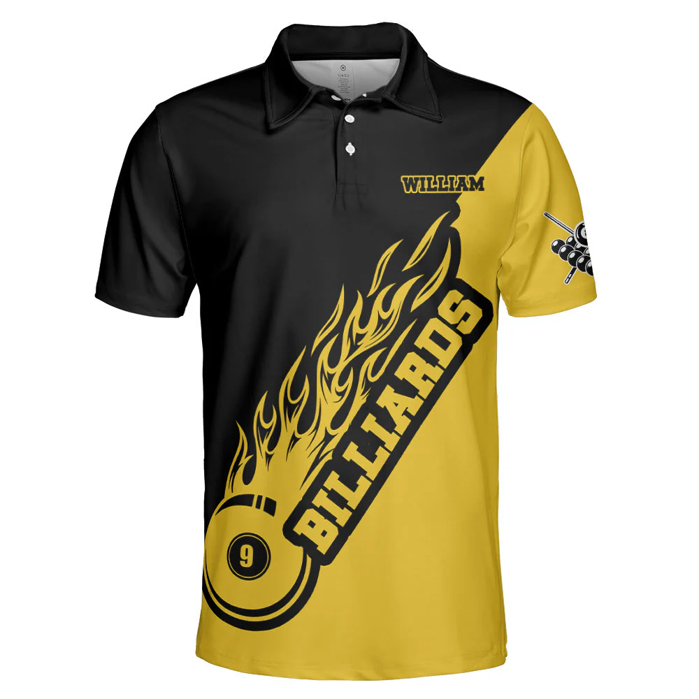 Custom Name Billiard Balls Flaming Pattern Polo Shirt - Custom Polo Shirt - Image 5
