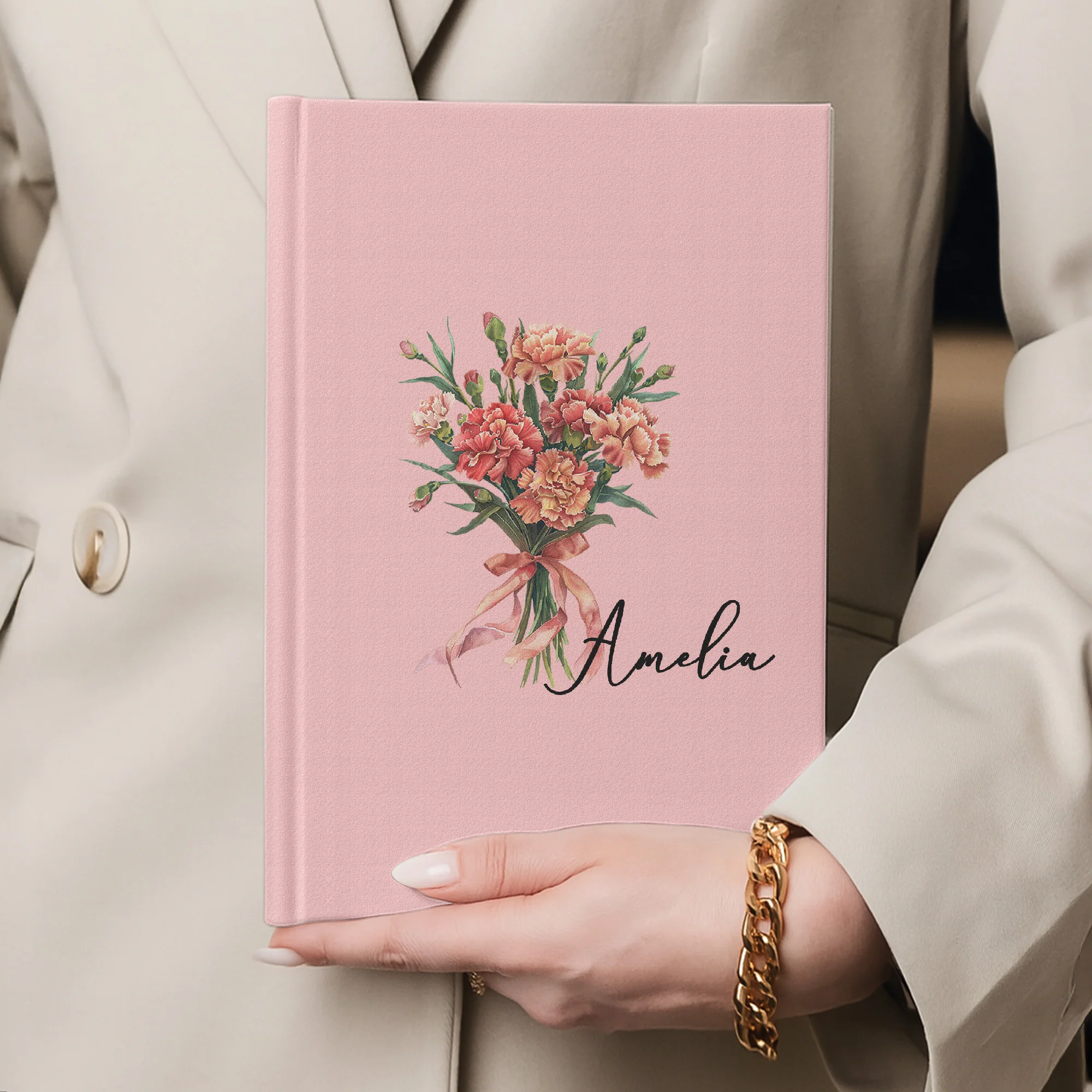Custom Name & Birth Flower Birthday Gift For Her, Sisters, Daughter, Friends, Coworkers - Personalized Journal - Image 7