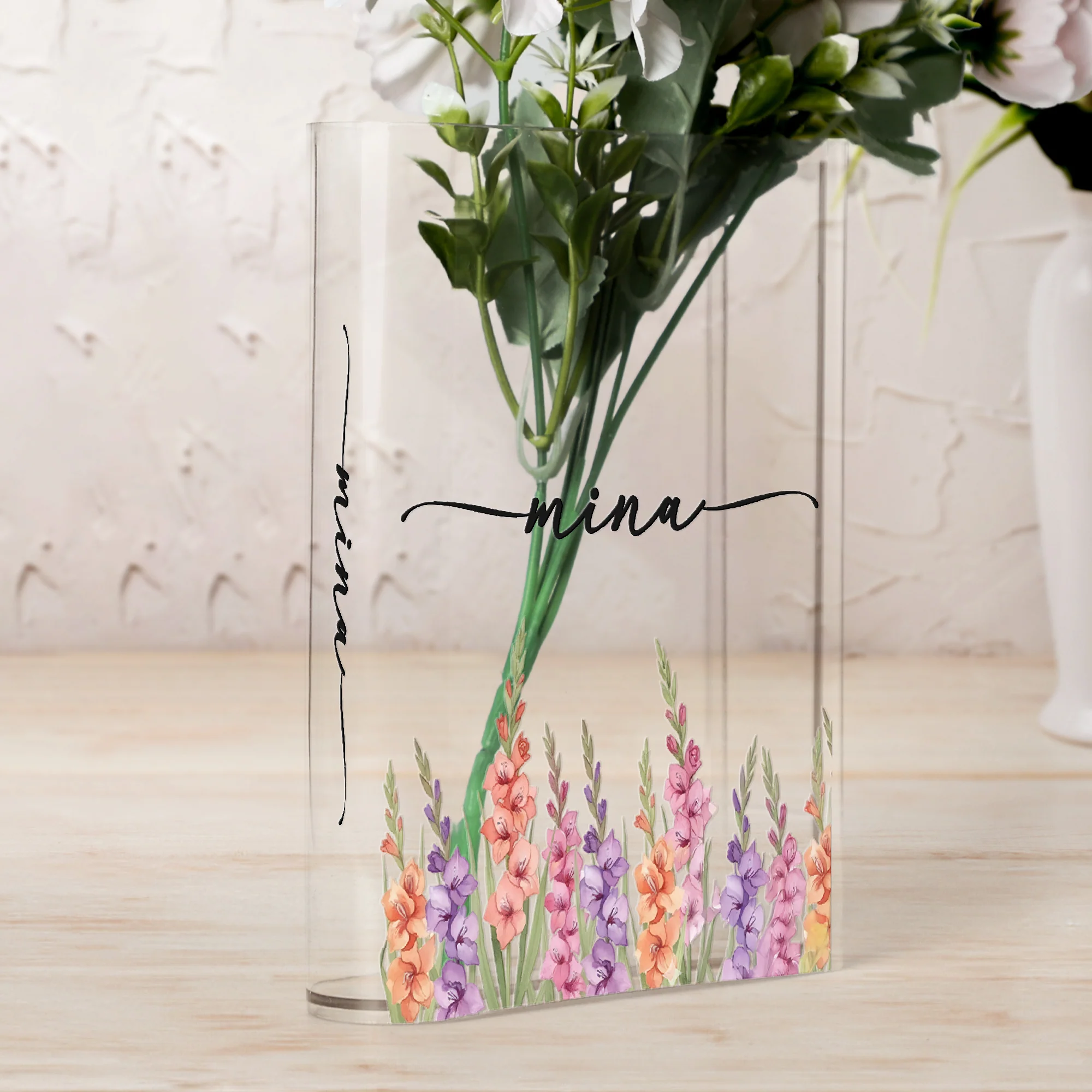 Custom Name & Birth Flower Birthday Gift For Her, Sisters, Daughter, Friends - Personalized Vase - Image 3