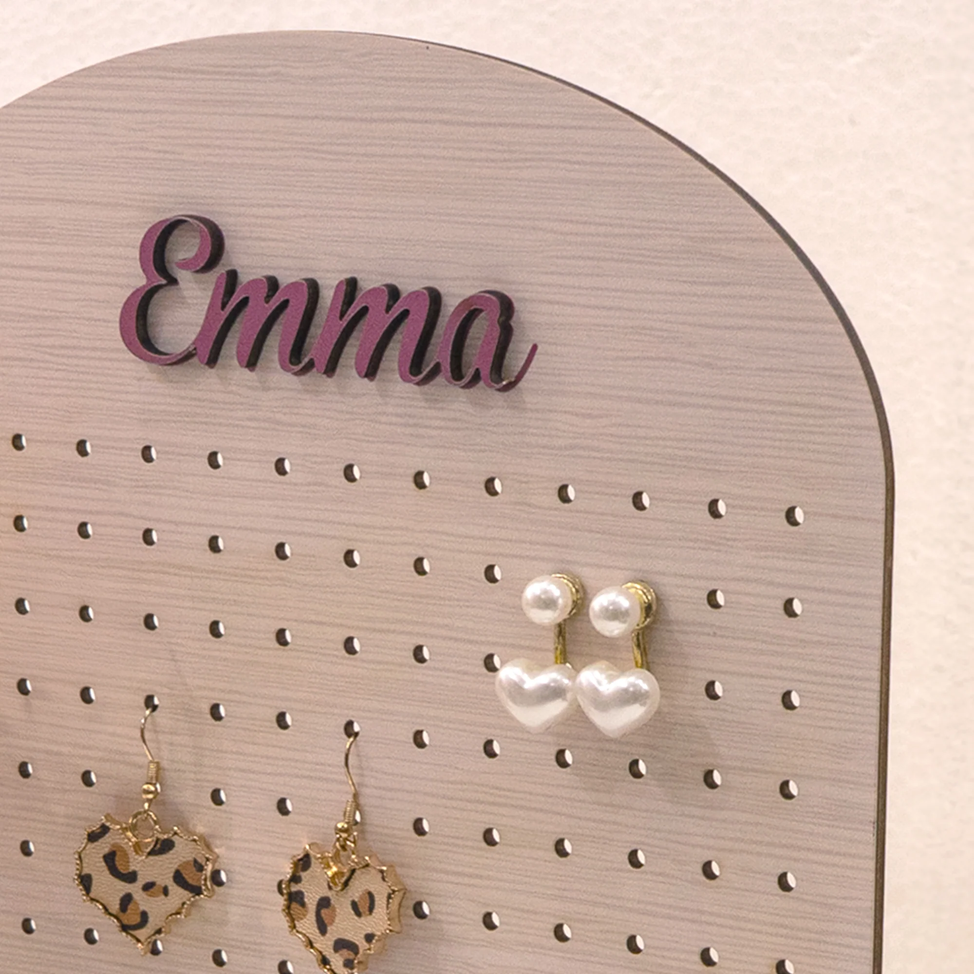 Custom Name & Birth Flower Gift For Her - Personalized Wooden Jewelry Stand - Image 3