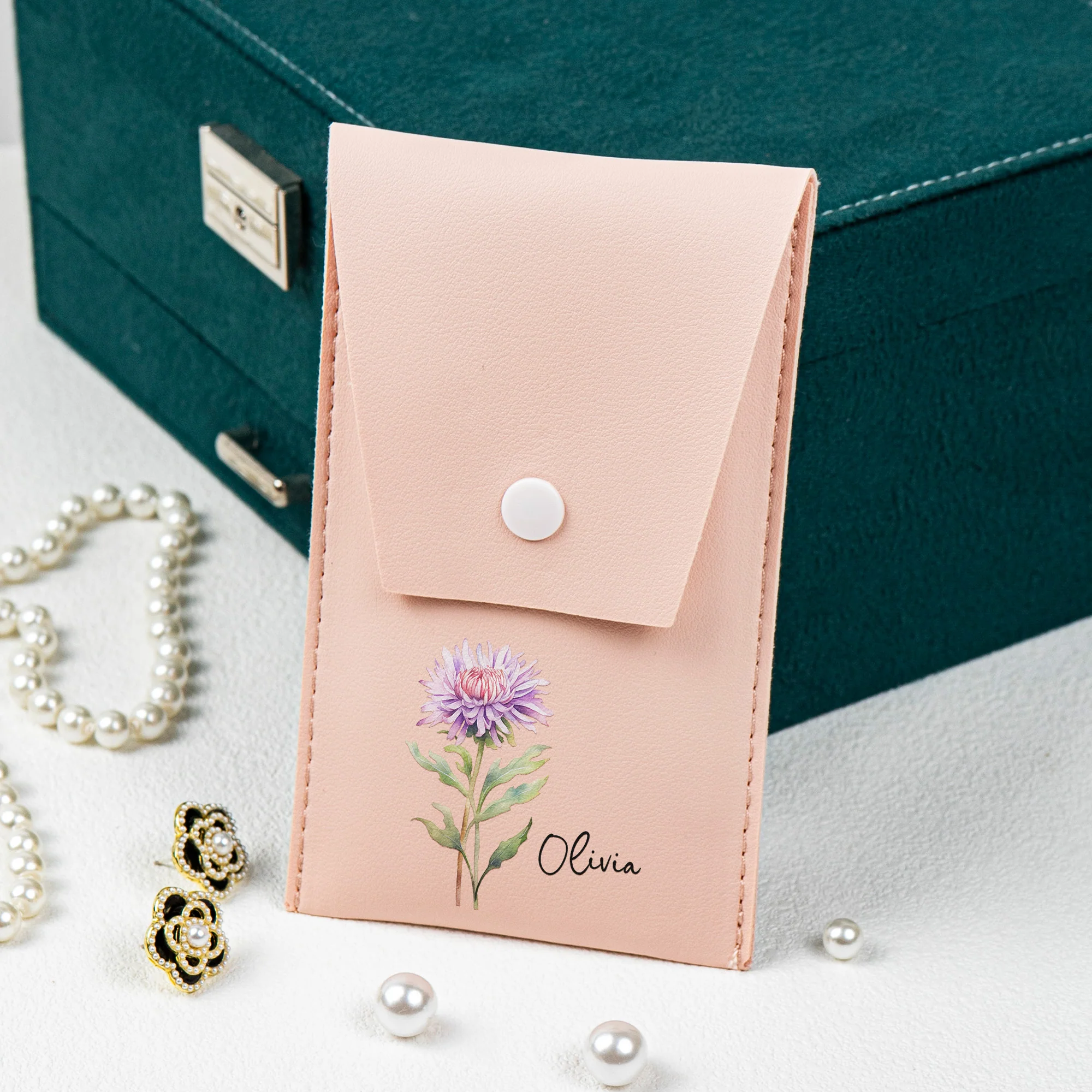 Custom Name & Birth Flower - Personalized Makeup Brush Bag - Image 4