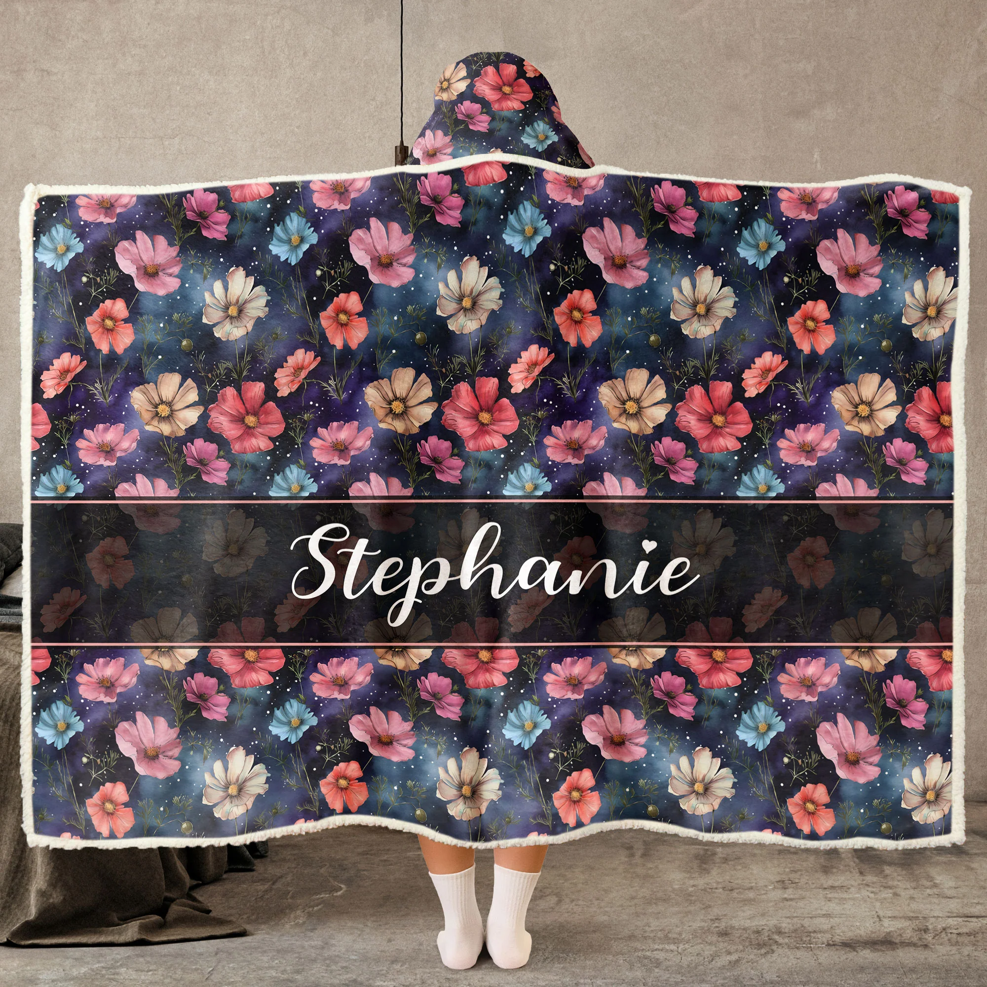 Custom Name Birth Flower - Personalized Wearable Blanket Hoodie - Image 2