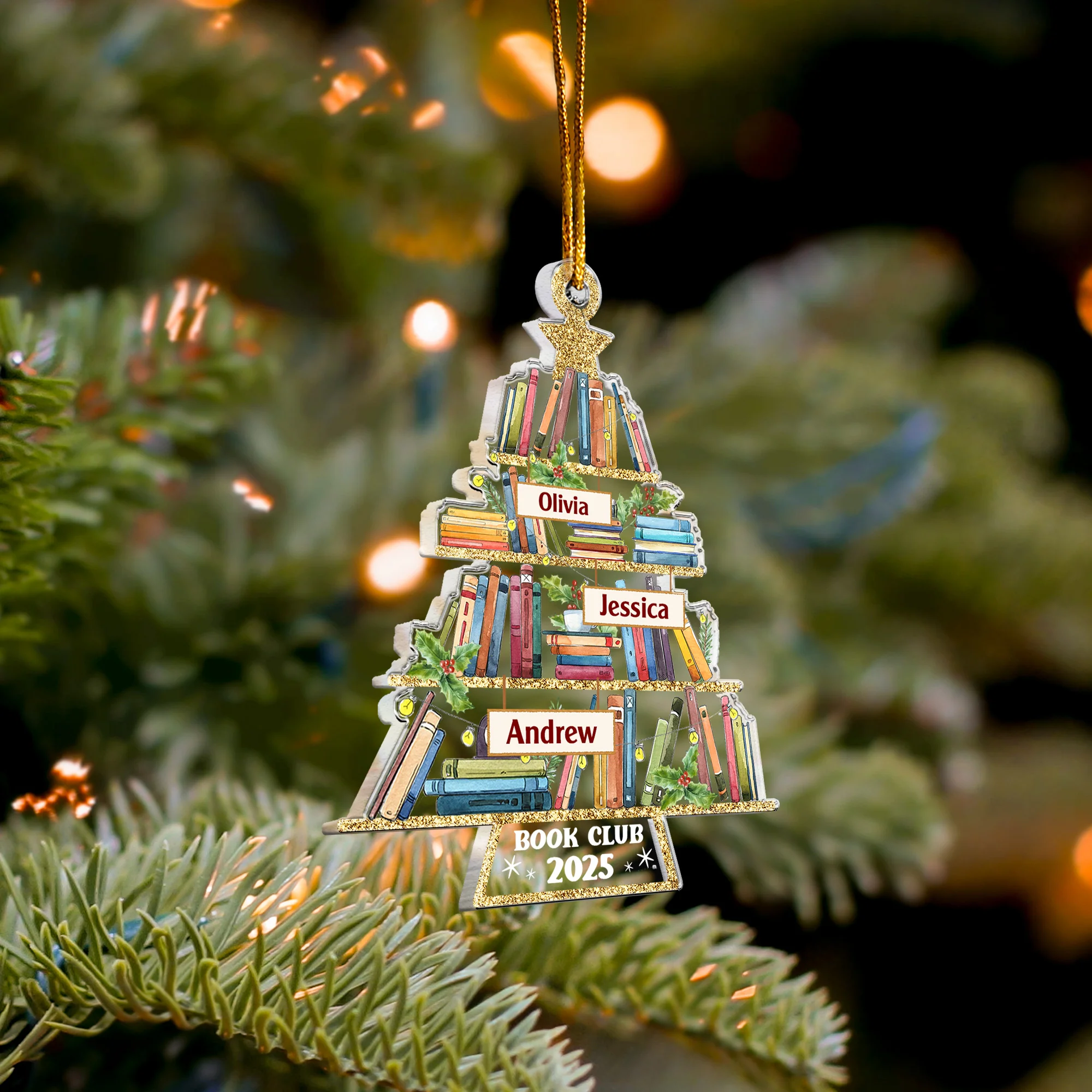 Custom Name Book Club - Personalized Acrylic Ornament - Image 4