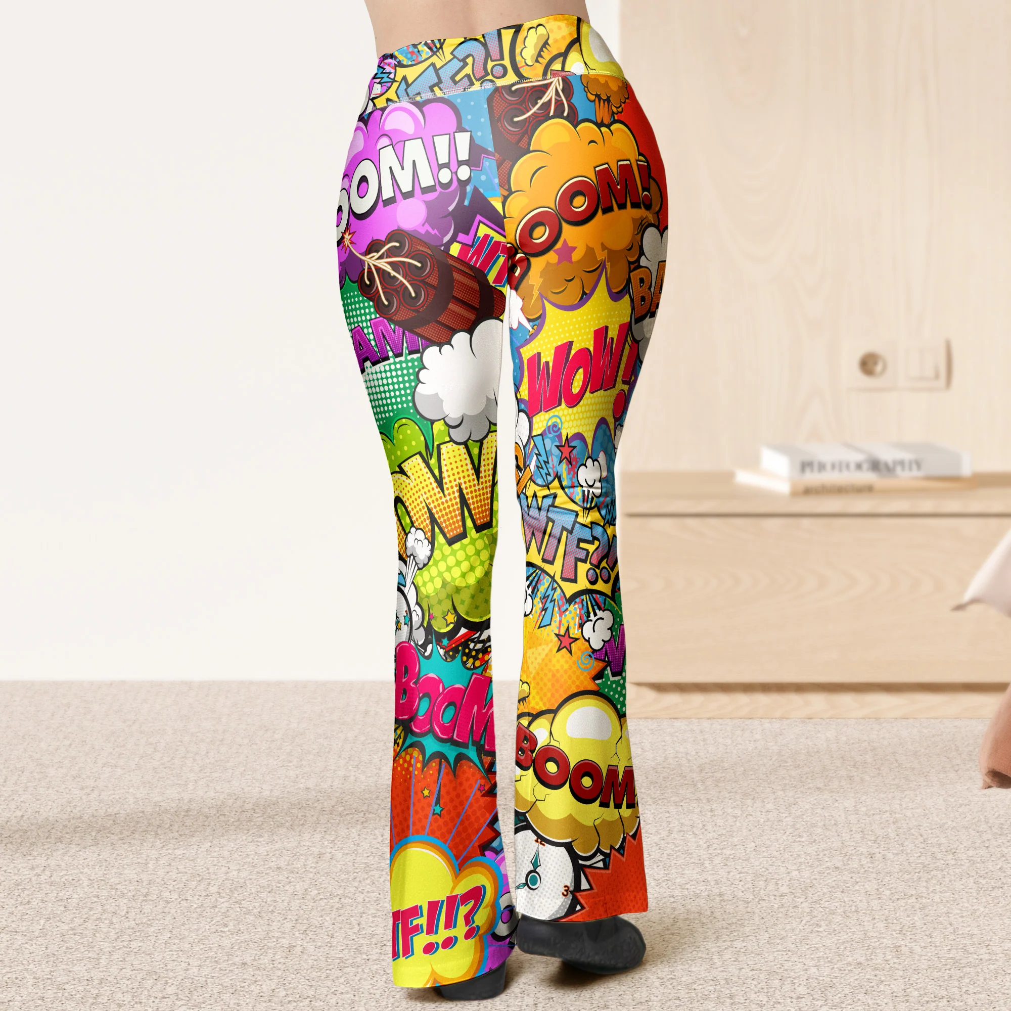 Custom Name Comic Pop Art Style - Personalized Flare Leggings - Image 3