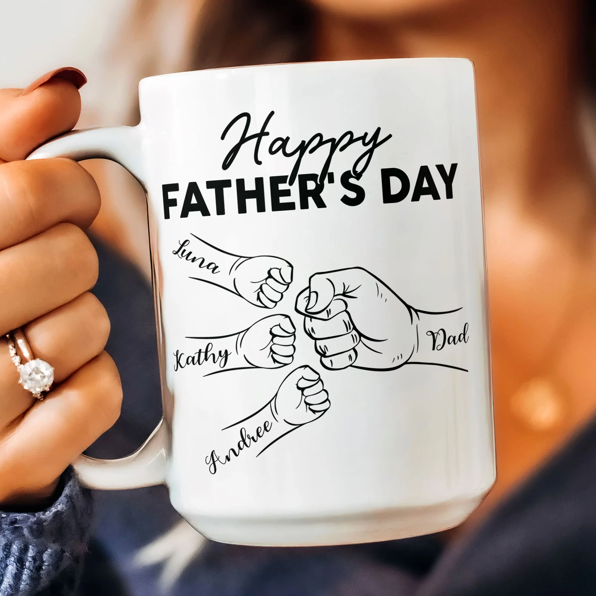 Custom Name Dad Nutrition Facts Hand Bump Happy Father's Day - Personalized Mug - Image 7