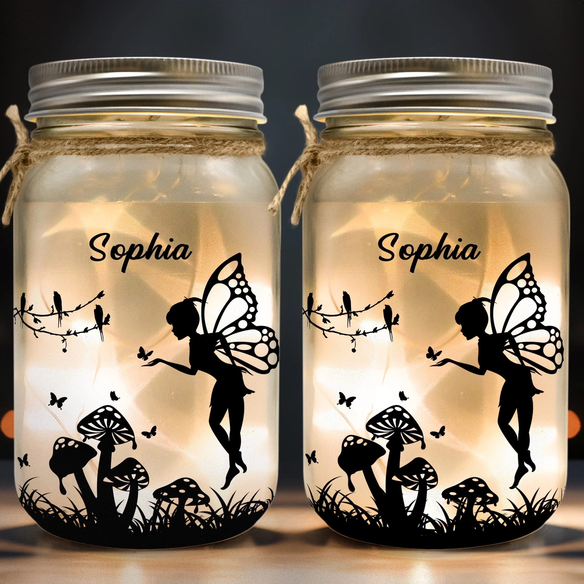 Custom Name Fairy Lantern - Personalized Mason Jar Light - Image 2