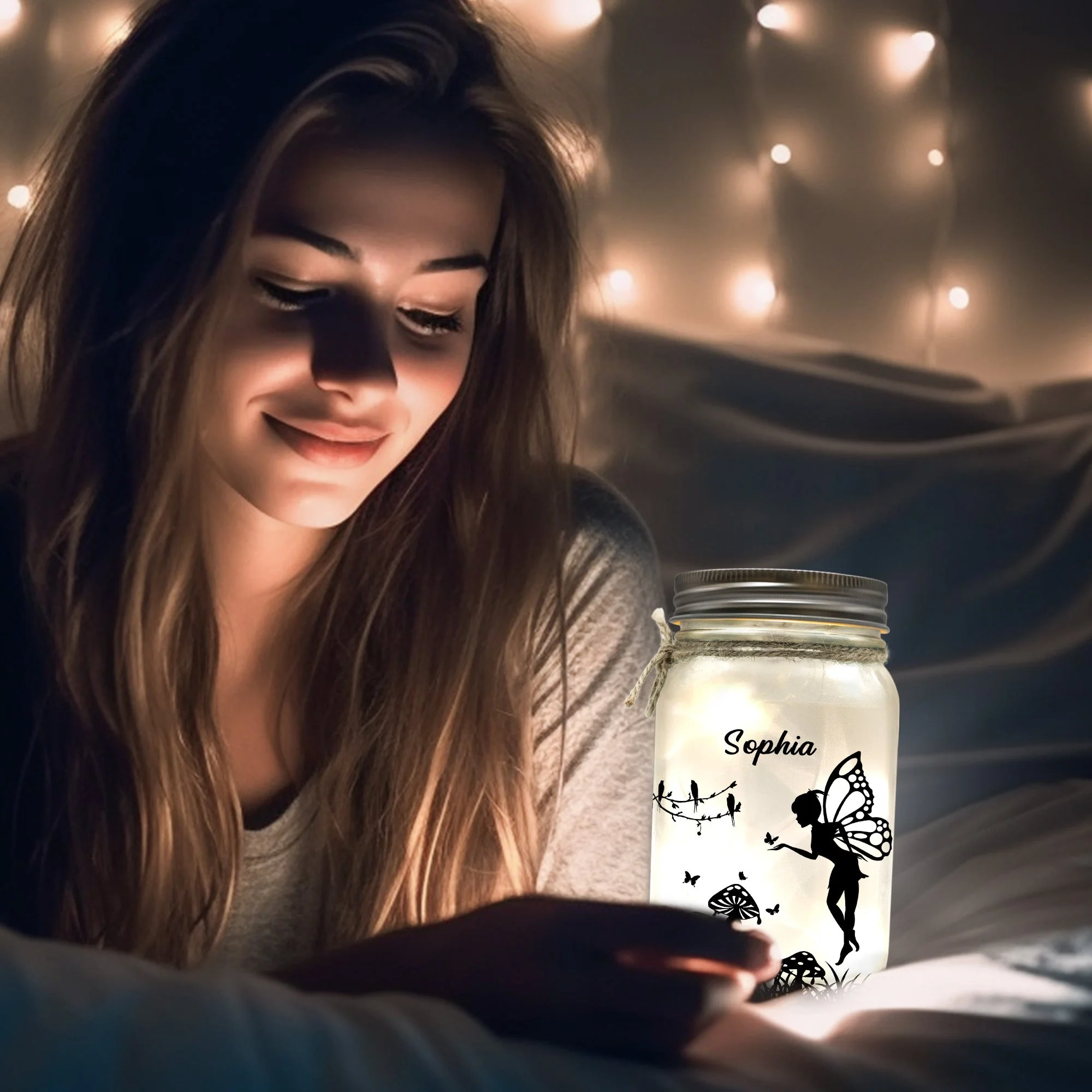 Custom Name Fairy Lantern - Personalized Mason Jar Light - Image 7