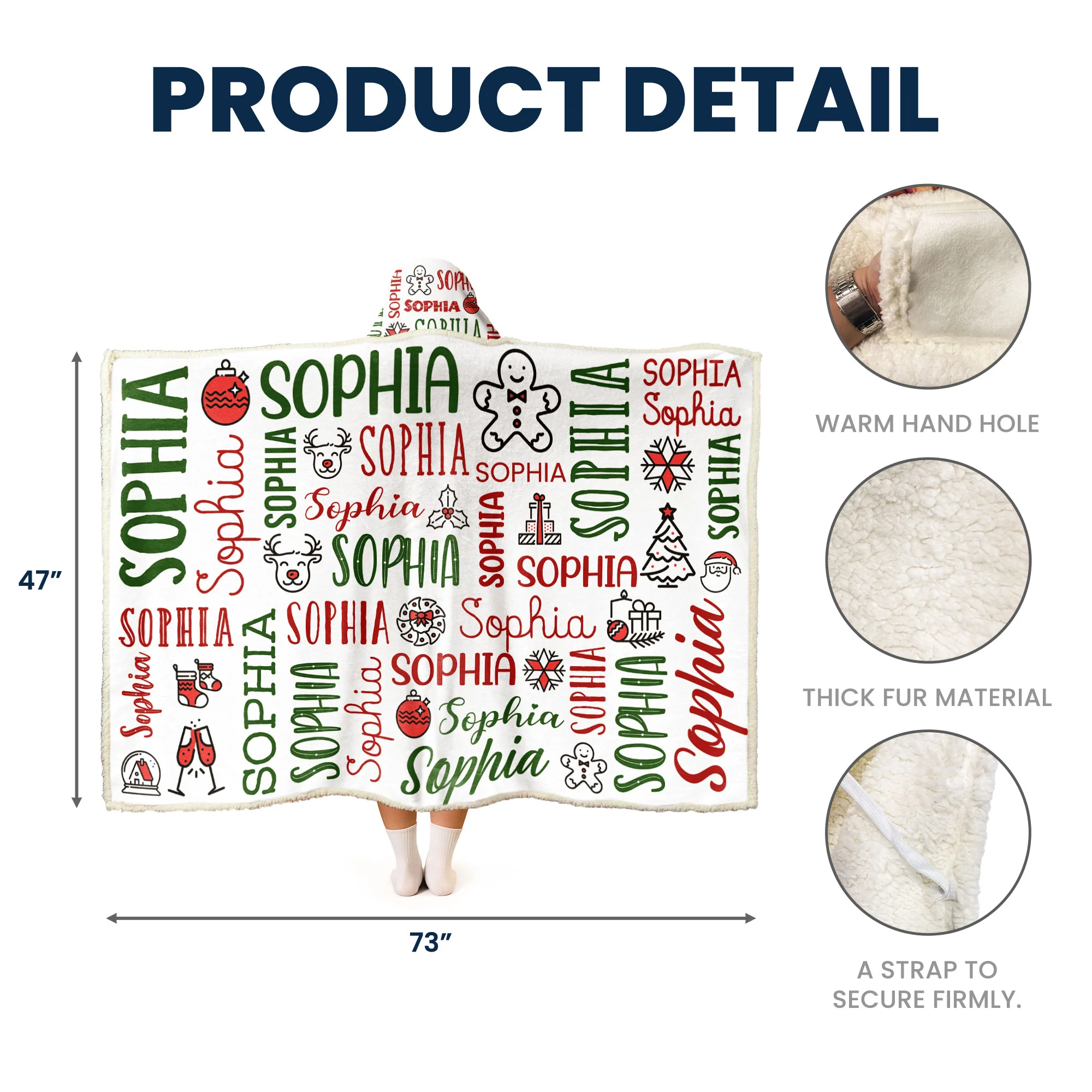 Custom Name For Me Gift - Personalized Wearable Blanket Hoodie - Image 5