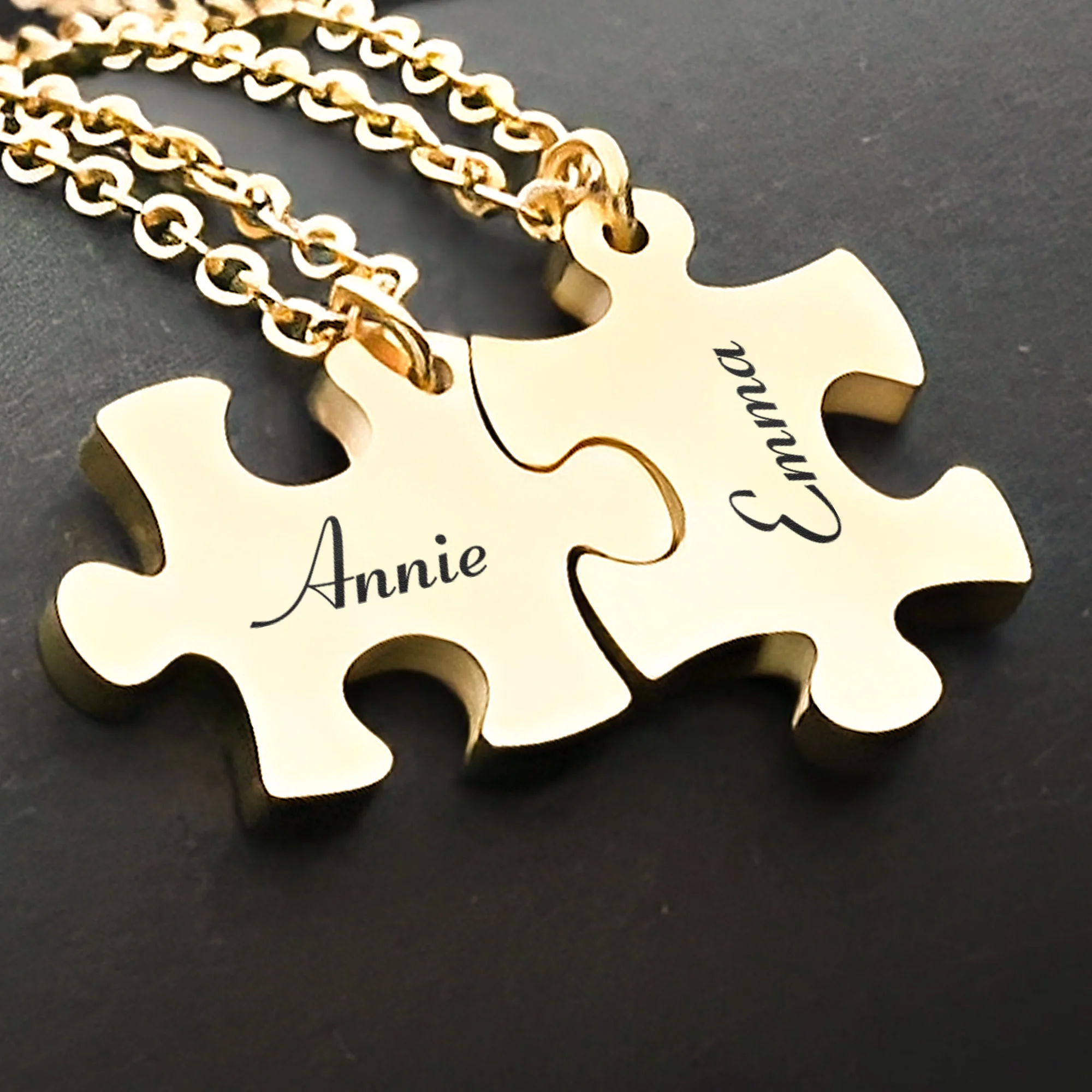 Custom Name Friendship Gifts, Gift For Her - Personalized Engraved Puzzle Necklace - Image 3