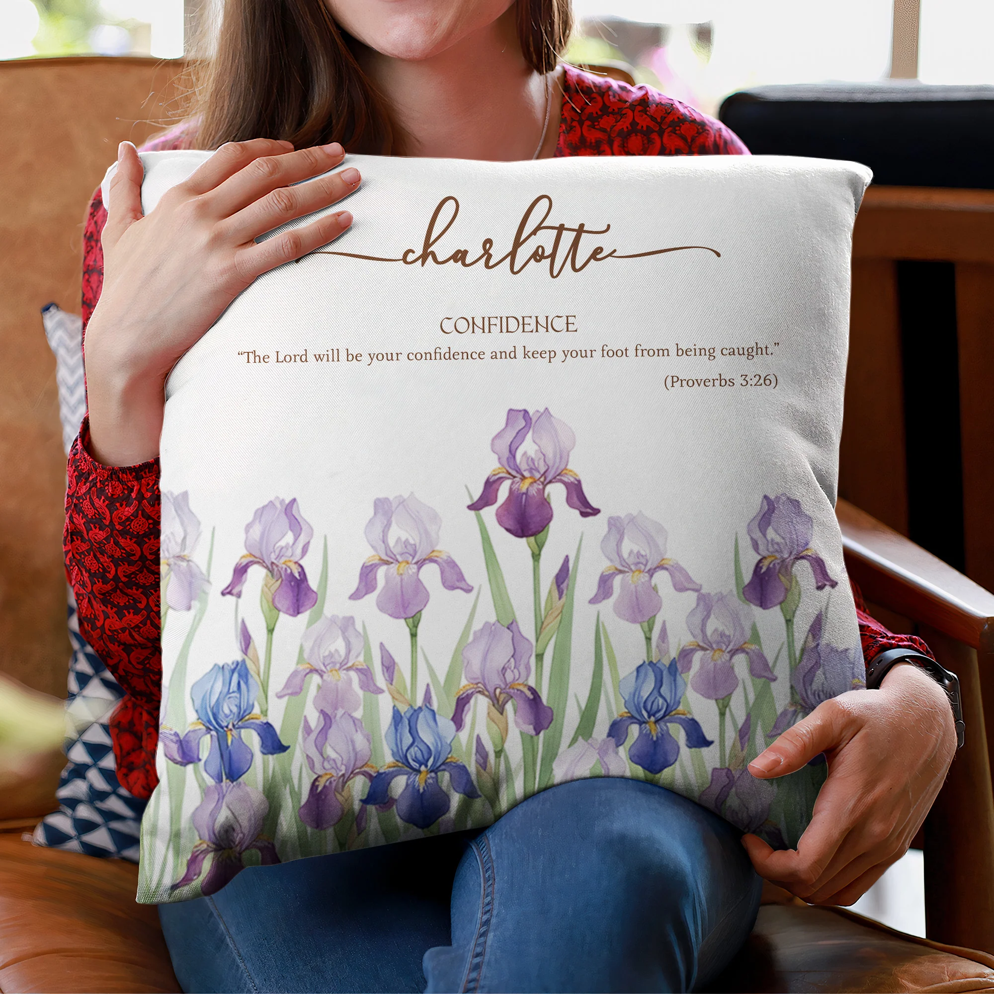 Custom Name Initial With Bible Verse Gift For Her - Personalized Pillow (Insert Included) - Image 2