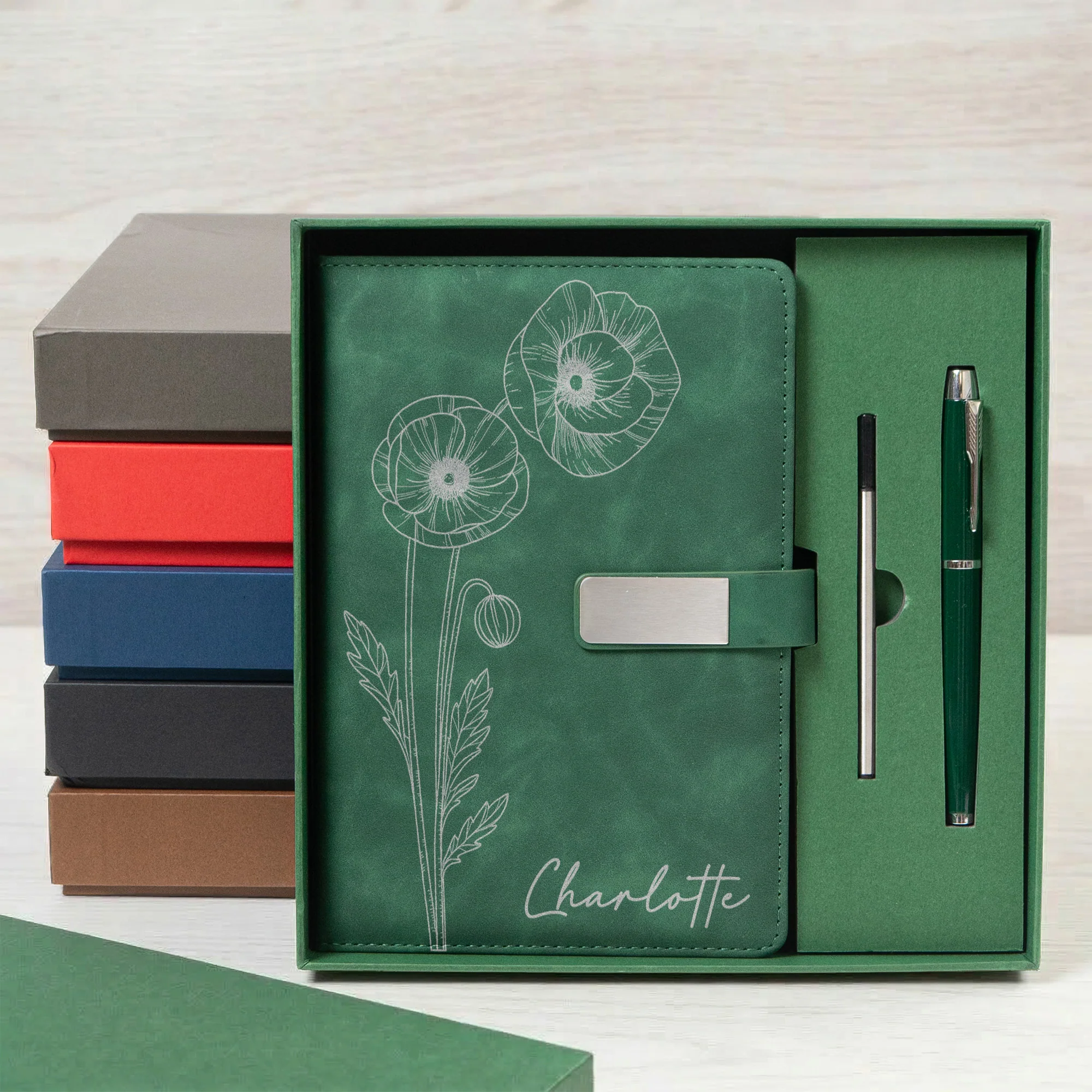 Custom Name Journal Birth Month Flower Gift - Personalized Leather Journal - Image 7