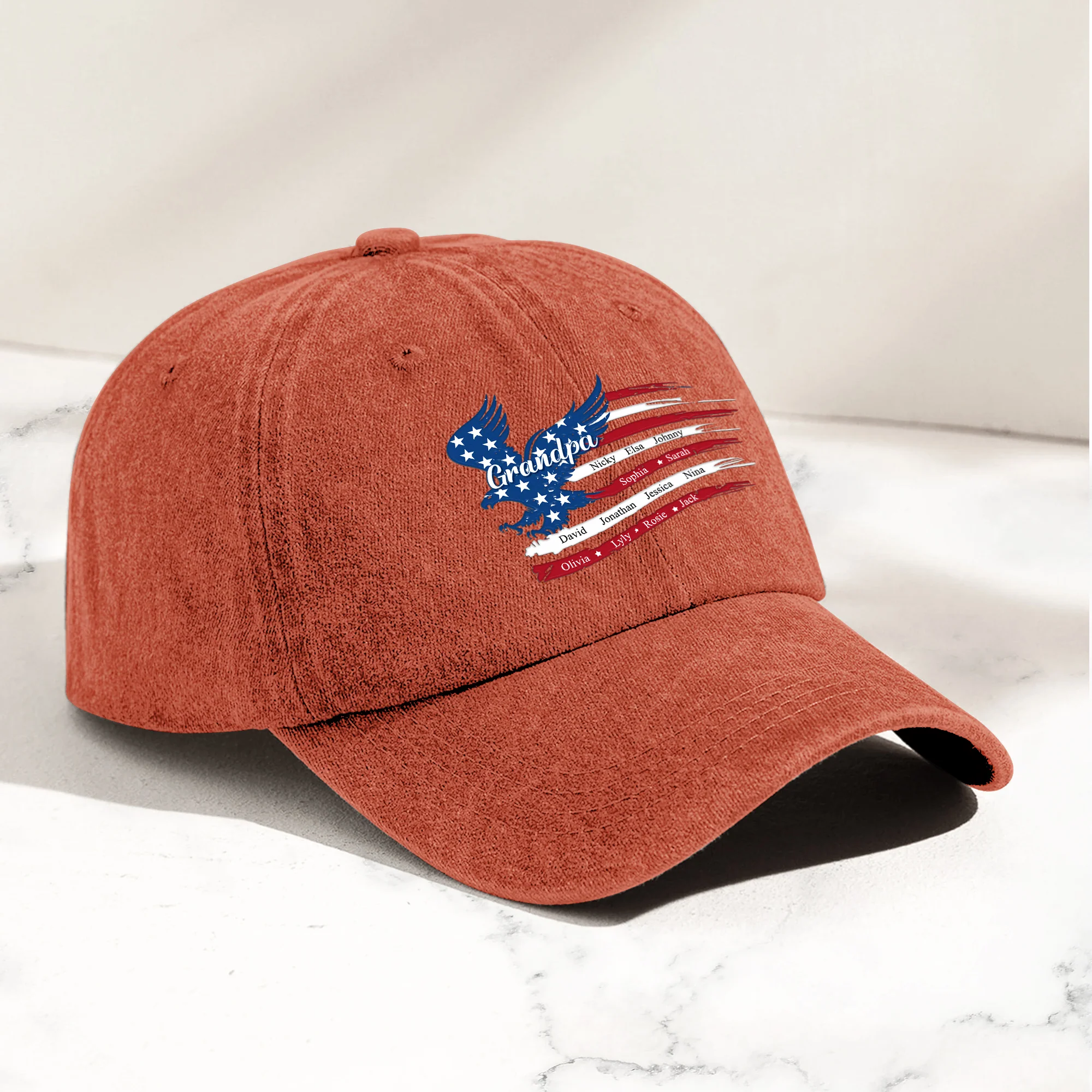 Custom Name Kids, American Flag, Father's Day Gift For Grandpa, Dad - Personalized Cap - Image 2