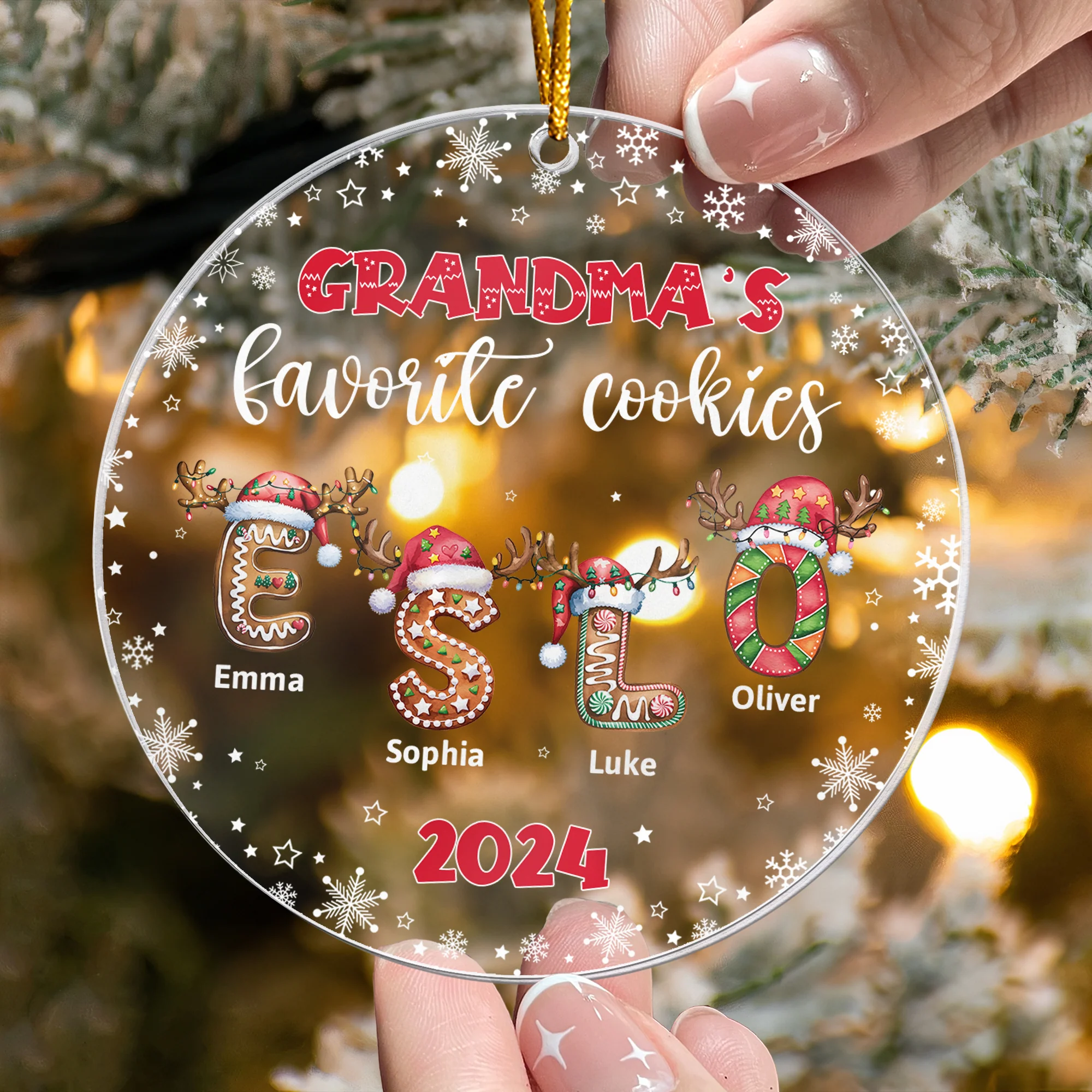 Custom Name Letter Grandma's Favorite Cookies - Personalized Acrylic Ornament - Image 5