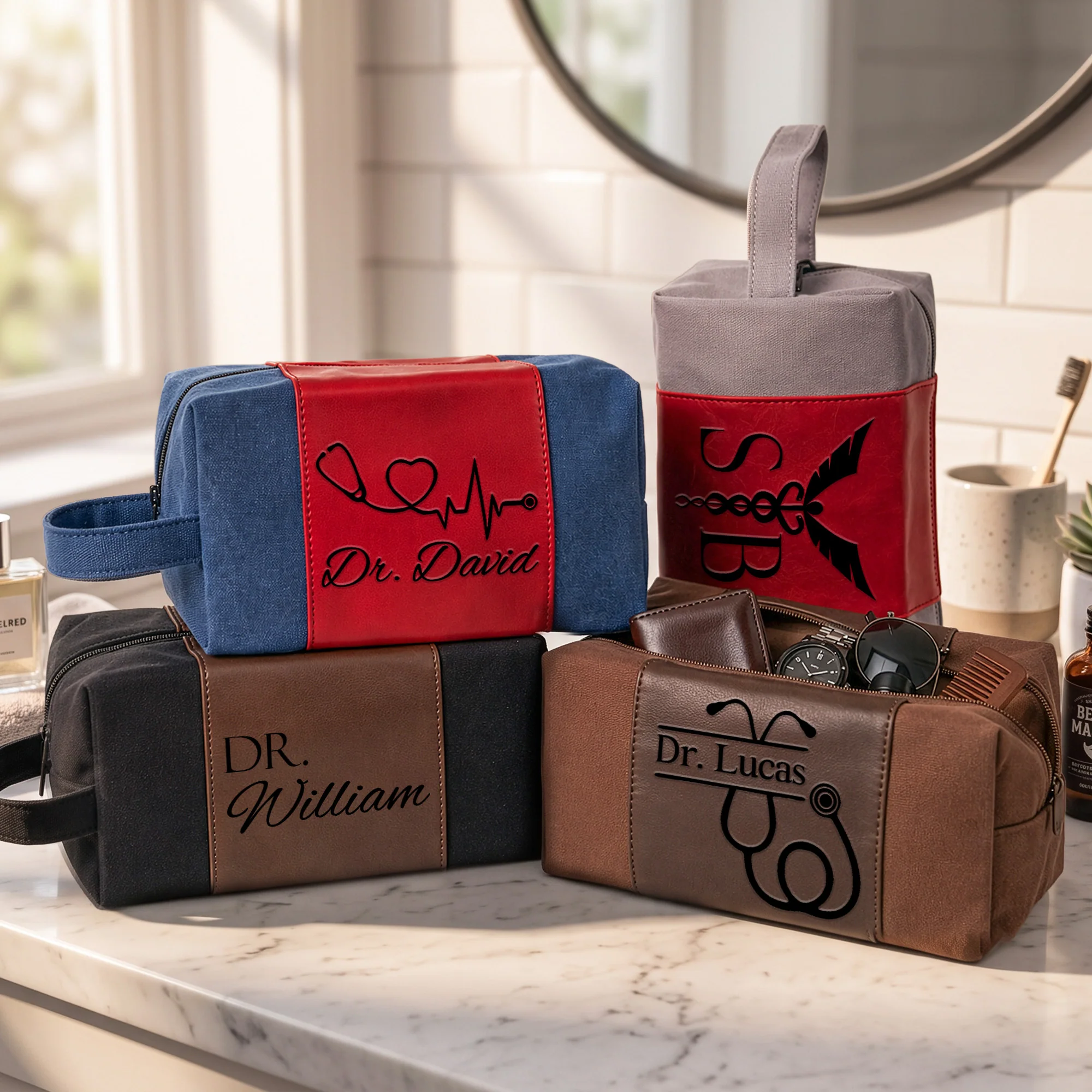 Custom Name, Monogram For Medical Doctor Gift - Personalized Toiletry Bag - Image 3