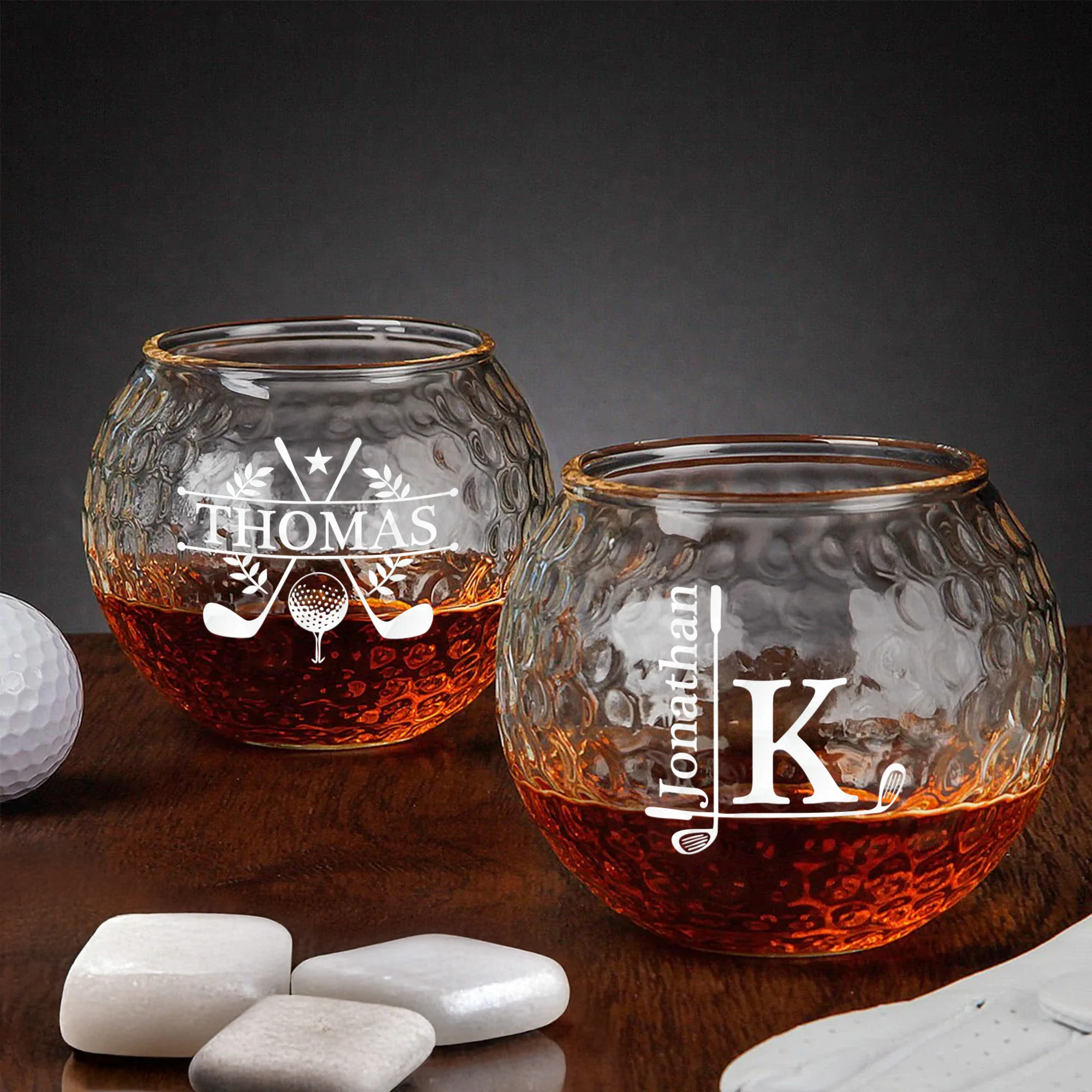 Custom Name Monogram For Men, Golf Lovers, Husband, Dad, Grandpa - Personalized Golf Whiskey Glass - Image 2
