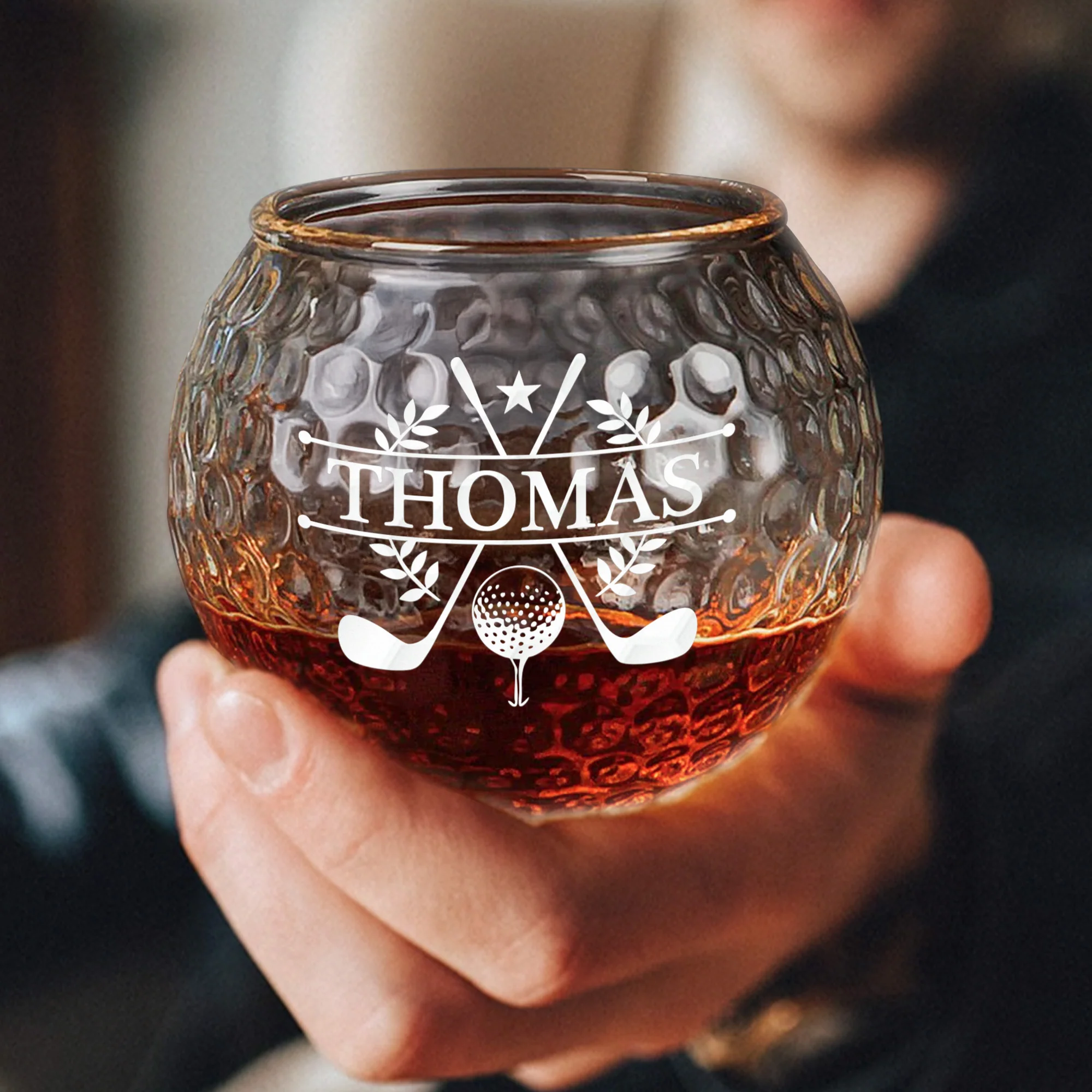 Custom Name Monogram For Men, Golf Lovers, Husband, Dad, Grandpa - Personalized Golf Whiskey Glass - Image 3