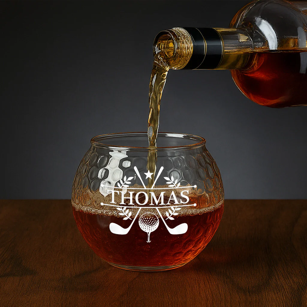 Custom Name Monogram For Men, Golf Lovers, Husband, Dad, Grandpa - Personalized Golf Whiskey Glass - Image 4