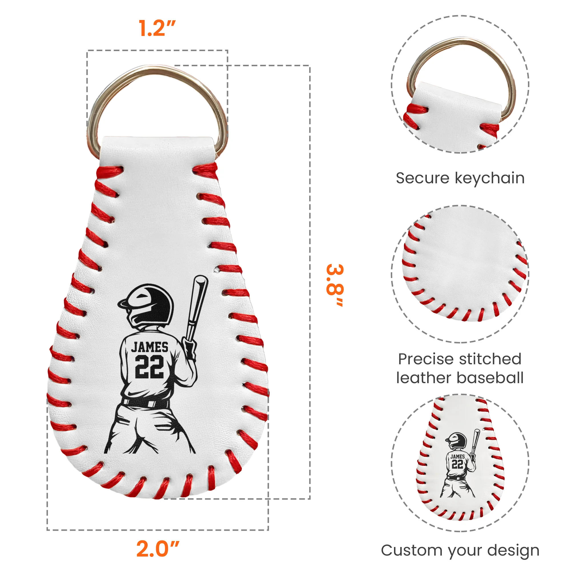 Custom Name & Number Gift For Baseball Boys, Baseball Team - Personalized Keychain - Image 4