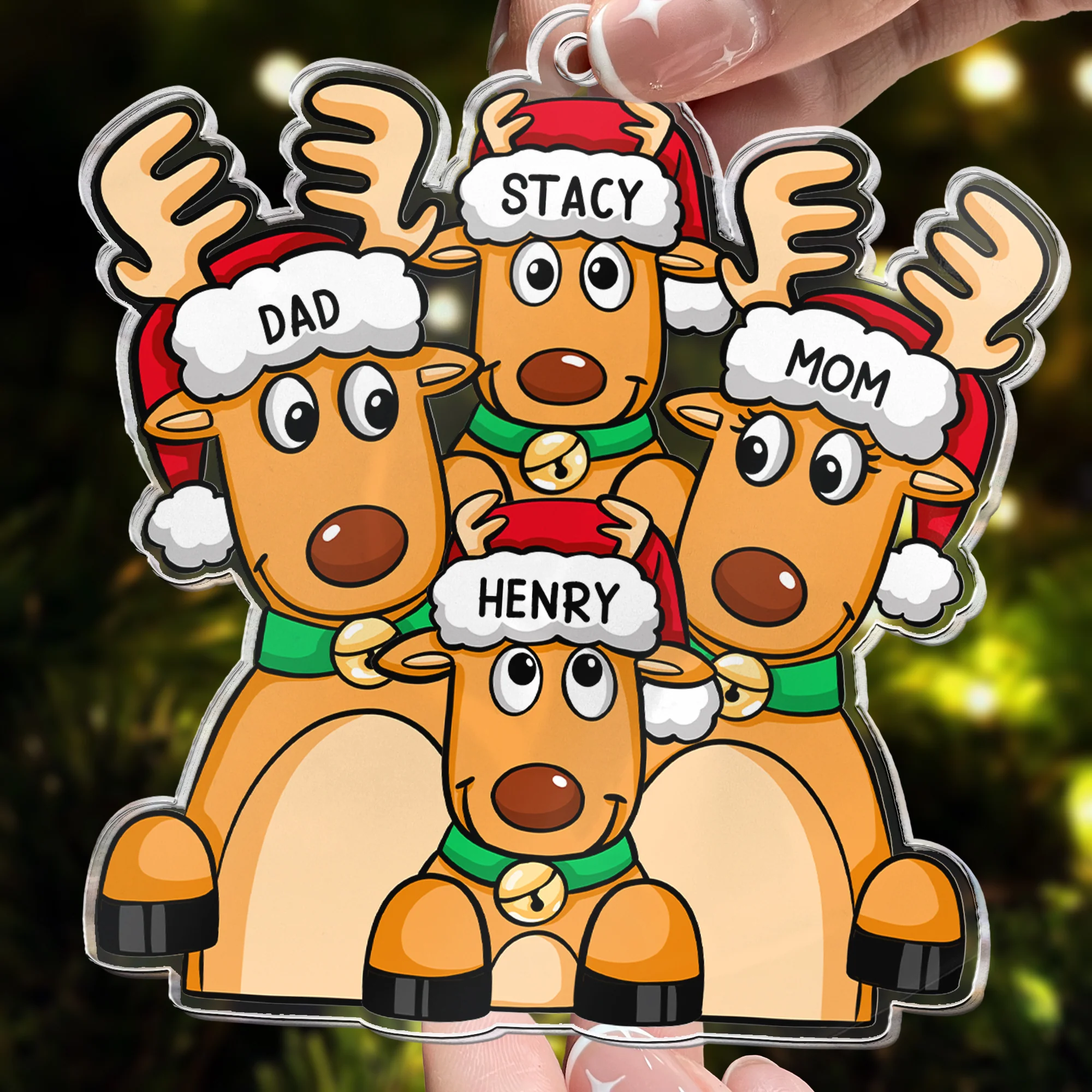 Custom Name Reindeer Xmas - Personalized Acrylic Ornament - Image 3