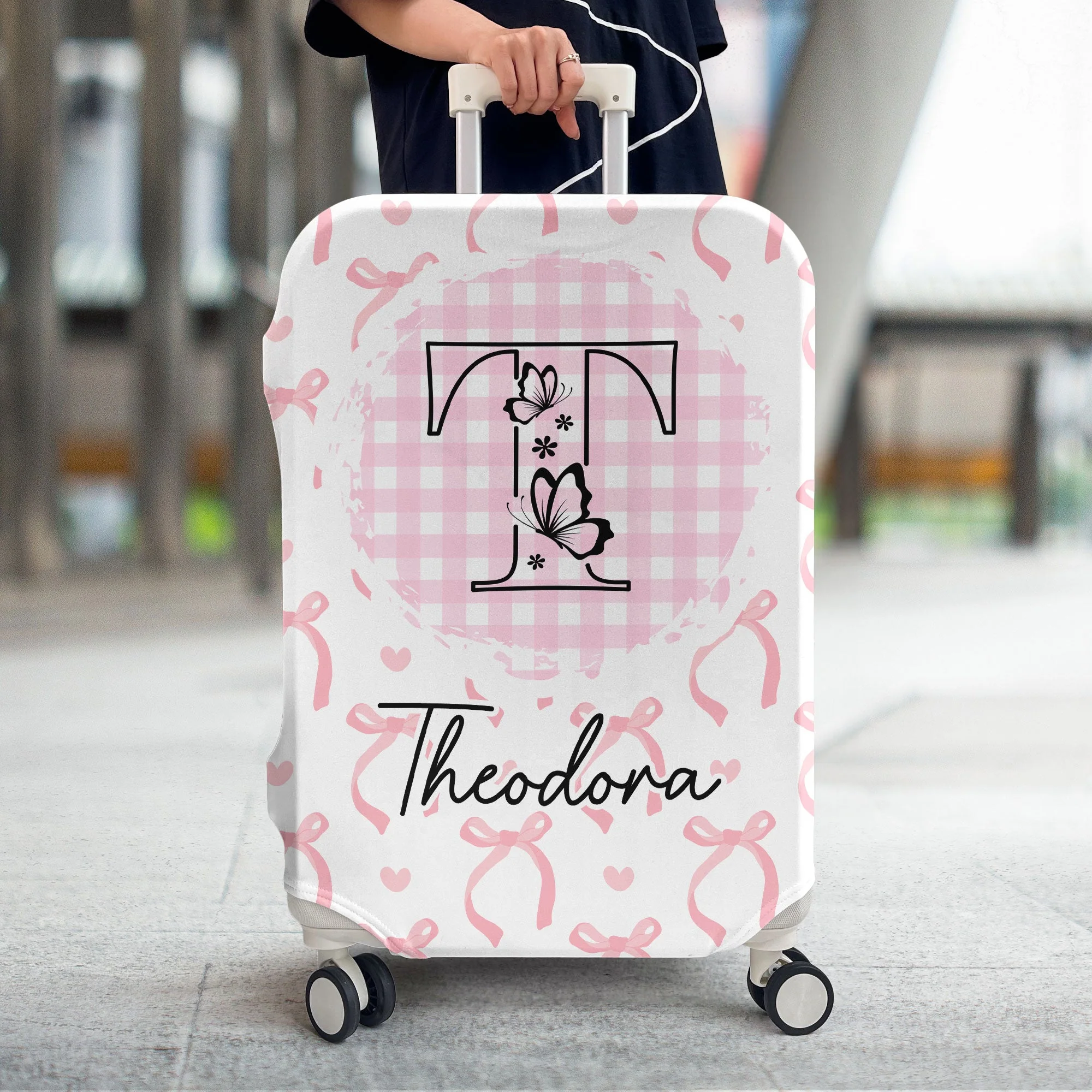Custom Name Ribbon Coquette - Personalized Luggage Cover - Image 3