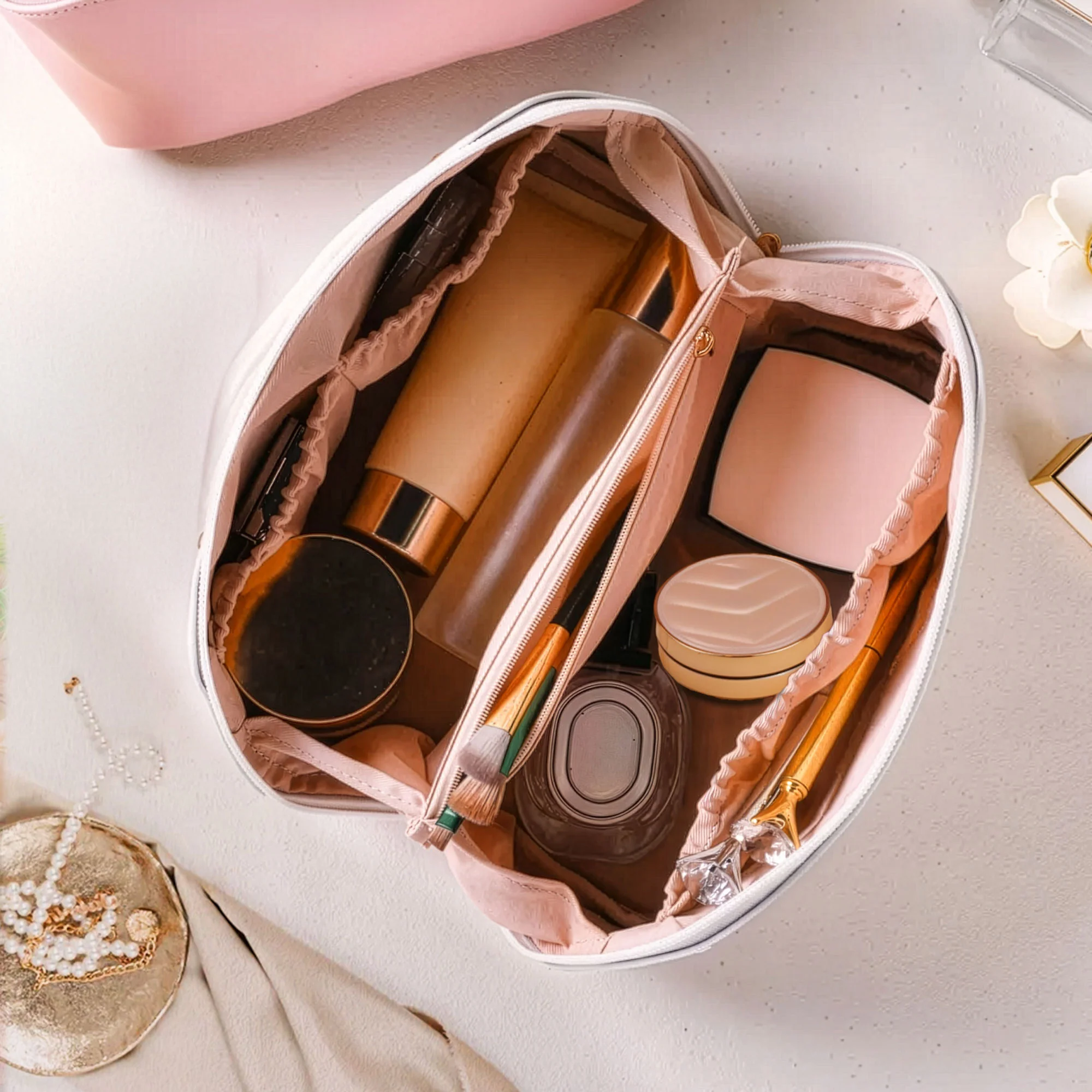 Custom Name Style For Her, Wife, Daughter, Sister - Personalized Leather Makeup Bag - Image 3