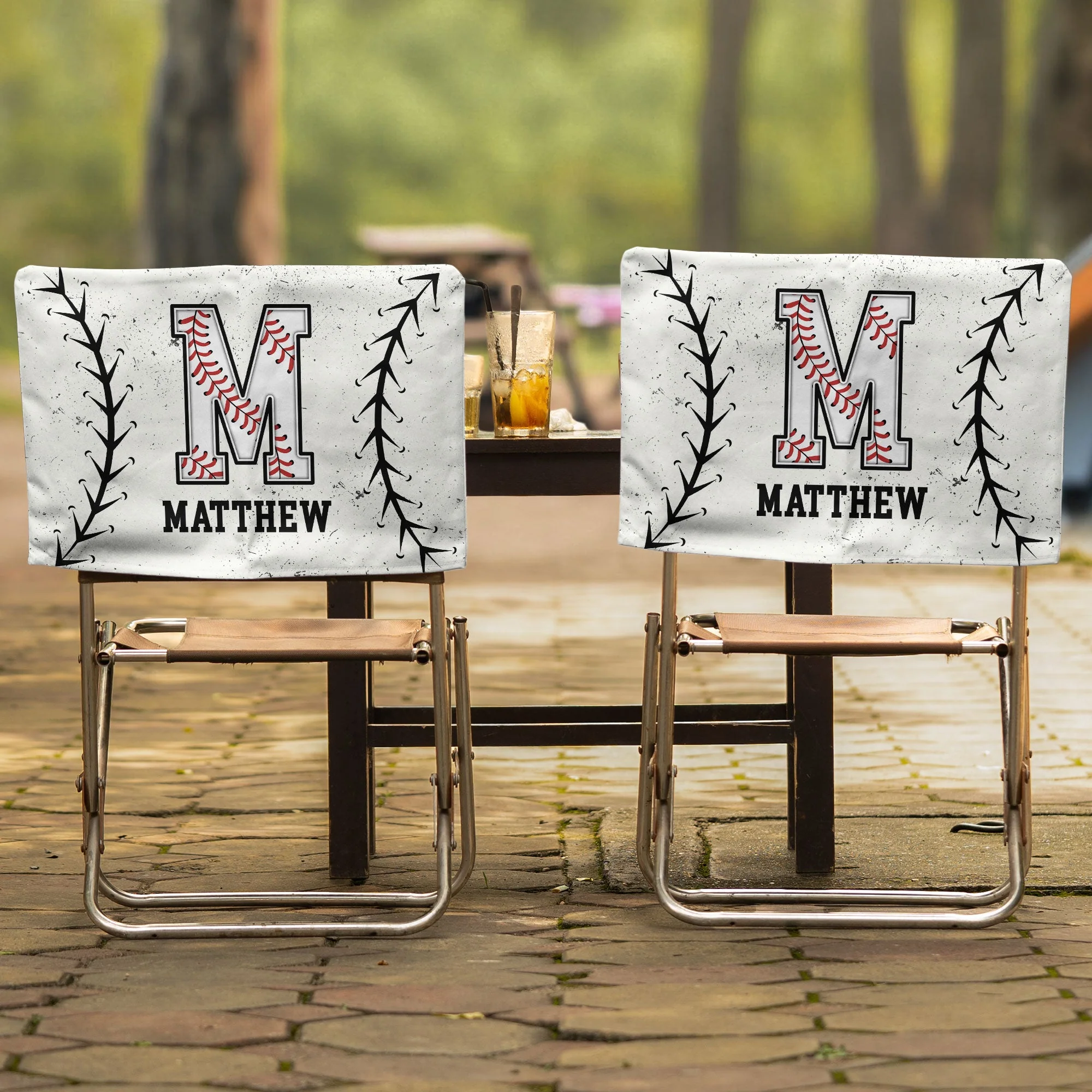 Custom Name With Baseball Pattern Chair Cover - Personalized Folding Chair Cover - Image 3