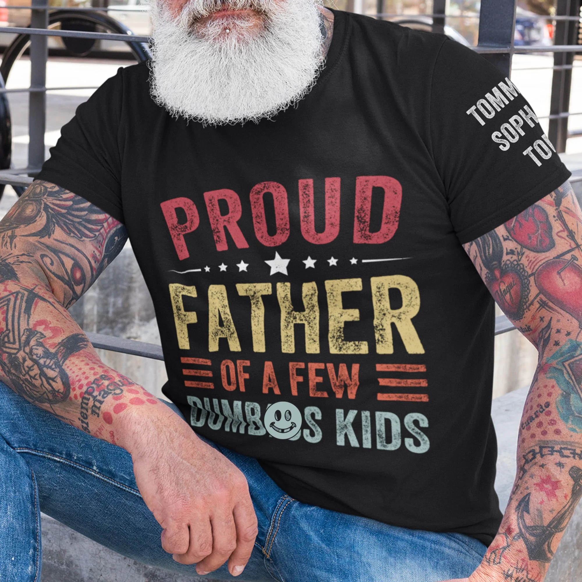 Custom Names Gift For Dad Proud Father - Personalized Shirt