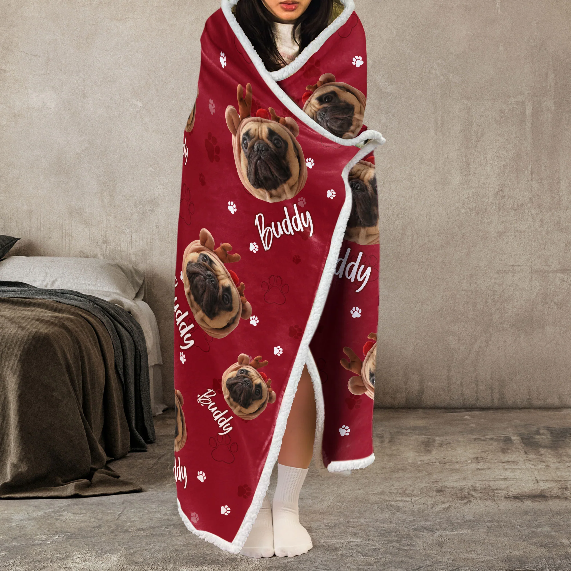 Custom Pet Face Funny - Personalized Photo Wearable Blanket Hoodie - Image 4
