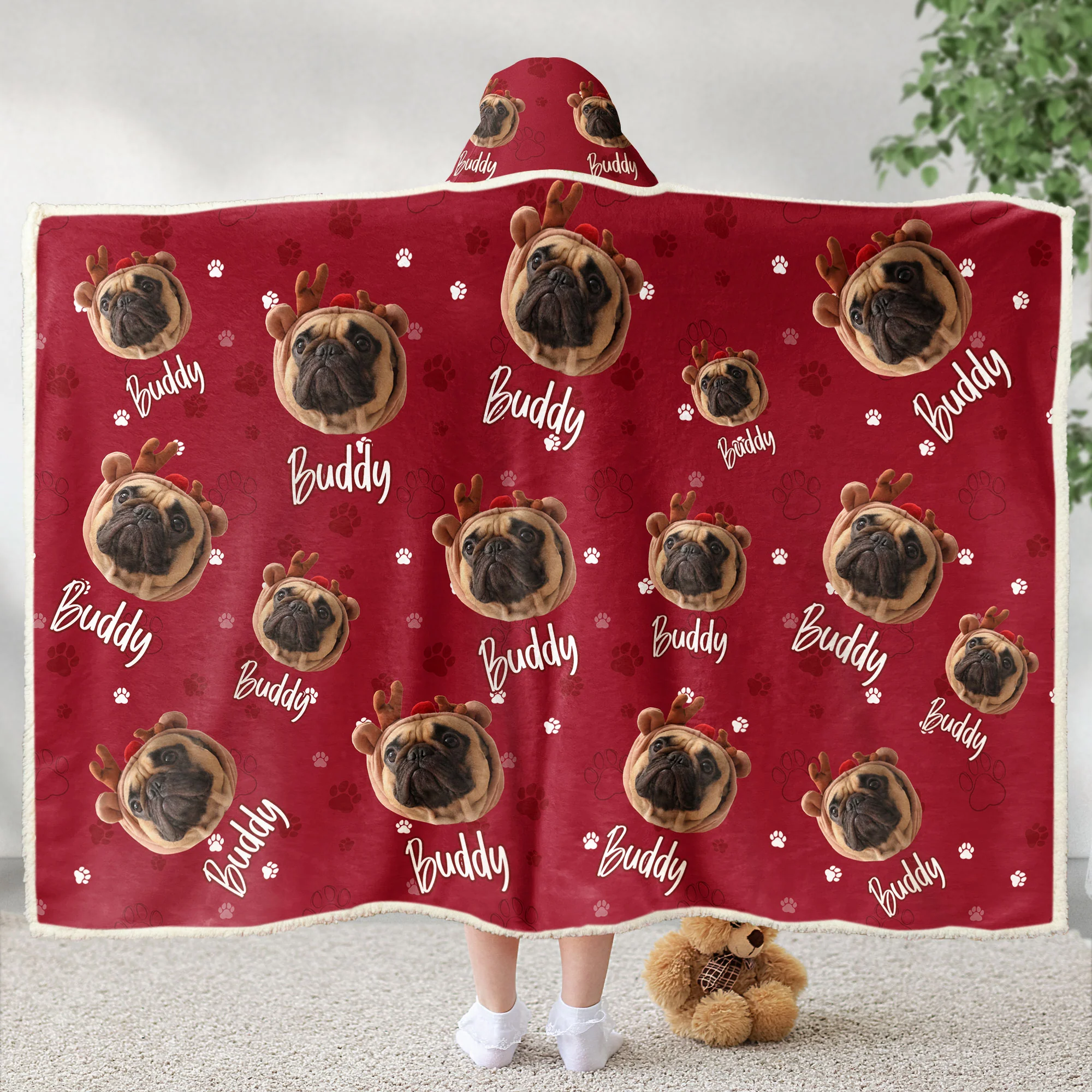 Custom Pet Face Funny - Personalized Photo Wearable Blanket Hoodie - Image 5