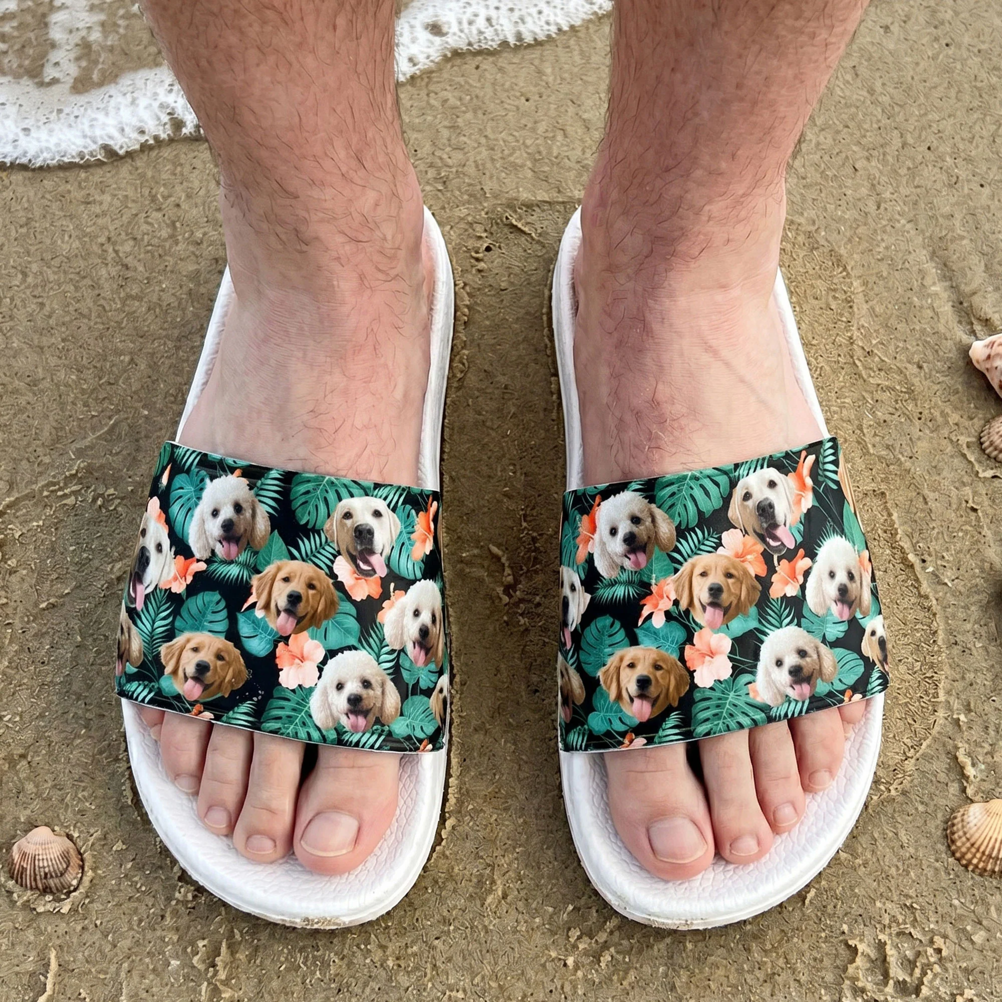 Custom Pet Face Hawaiian - Personalized Slide Sandals - Image 5