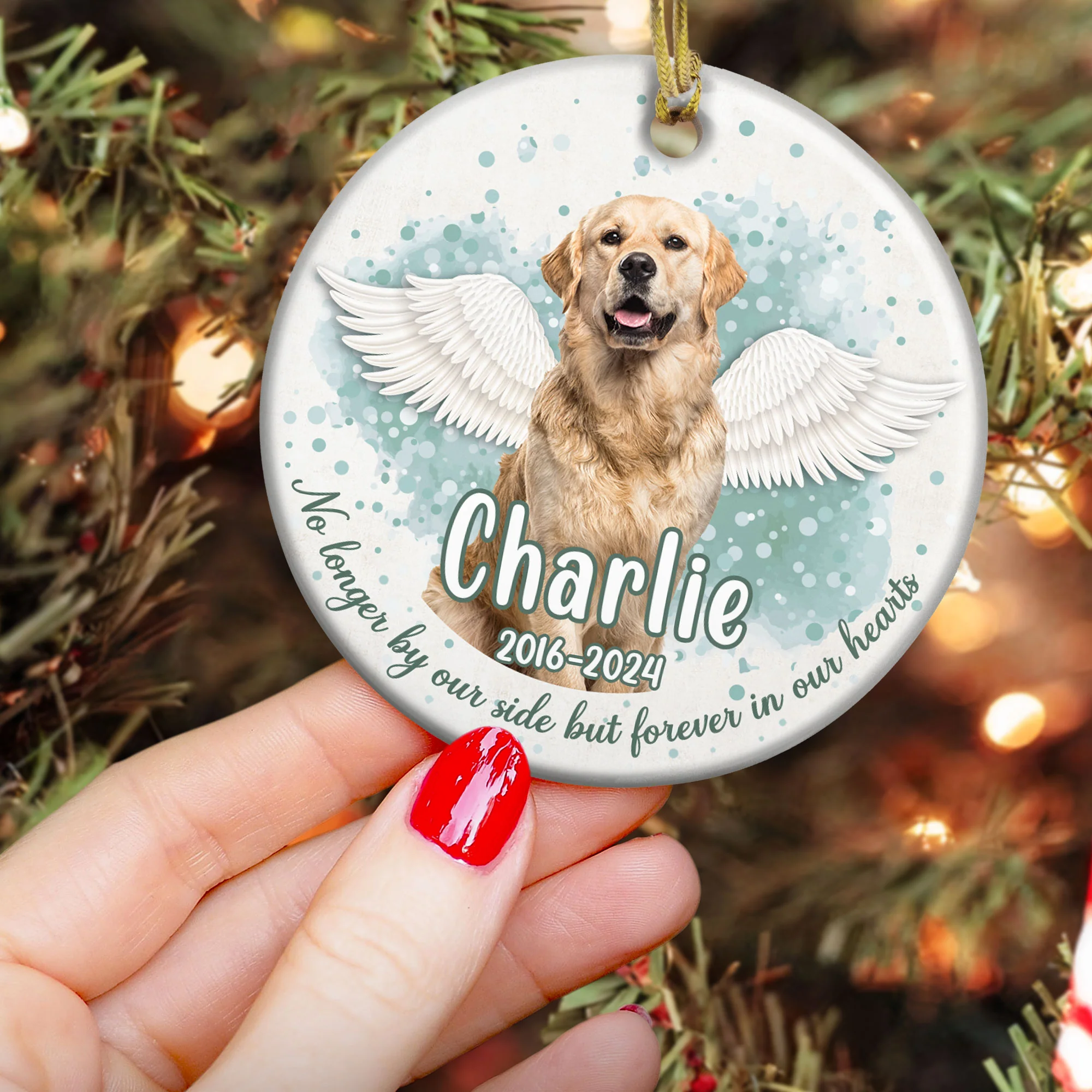 Custom Pet Face Memorial - Personalized Ceramic Photo Ornament - Image 4