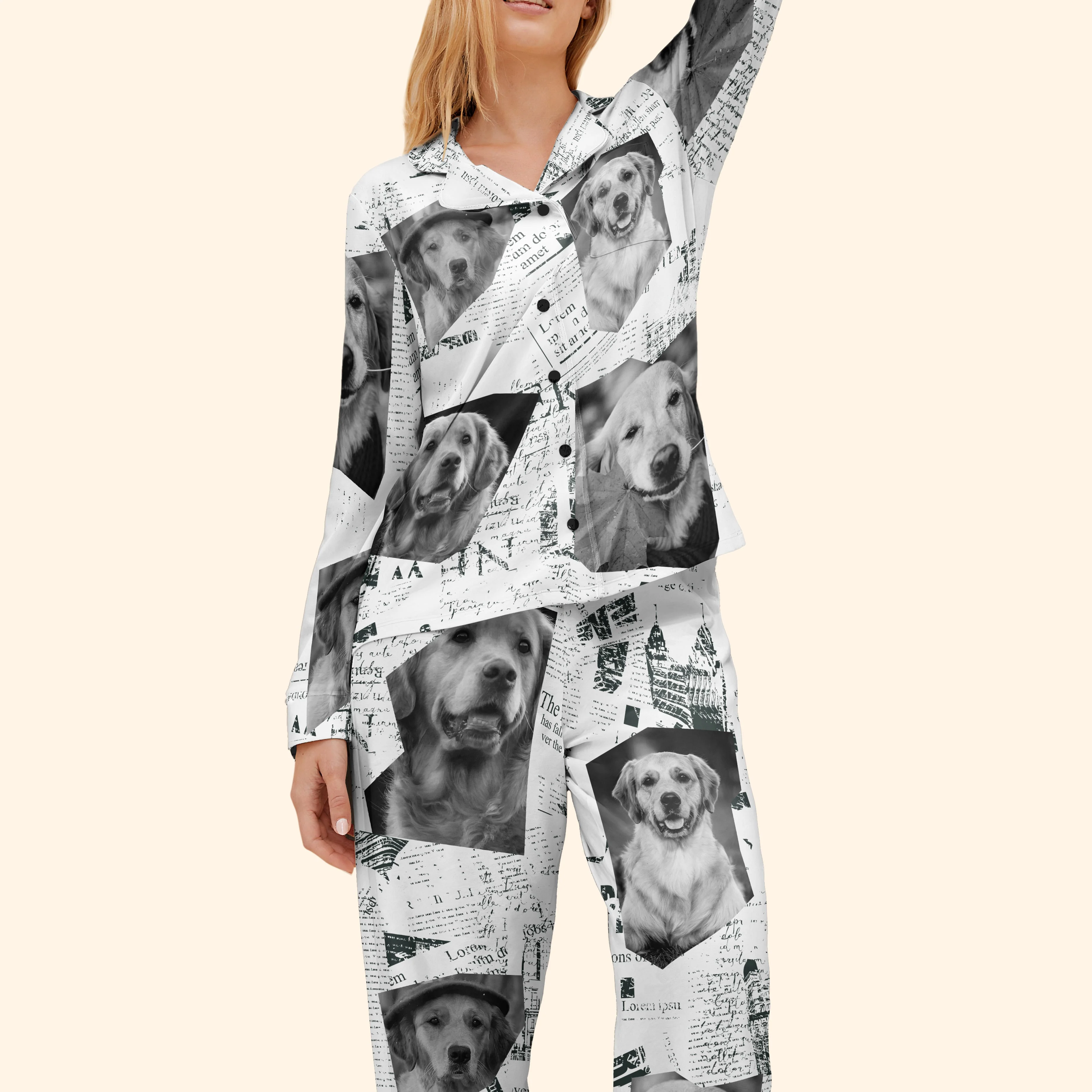 Custom Pet Photo Newspaper - Personalized Photo Women's Pajamas Set - Image 5