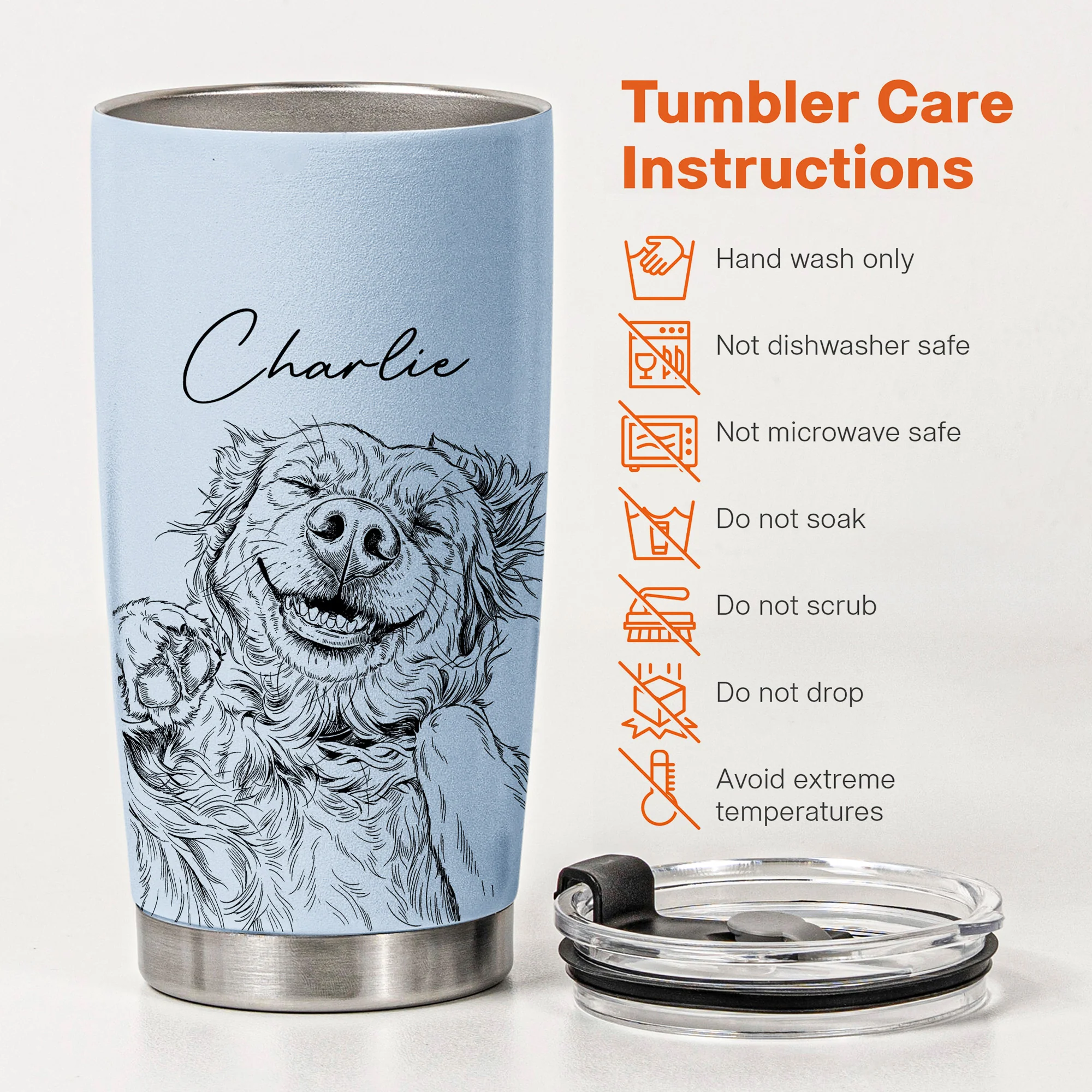 Custom Pet Portrait Gift For Dog Lover, Cat Lover - Personalized Tumbler - Image 7
