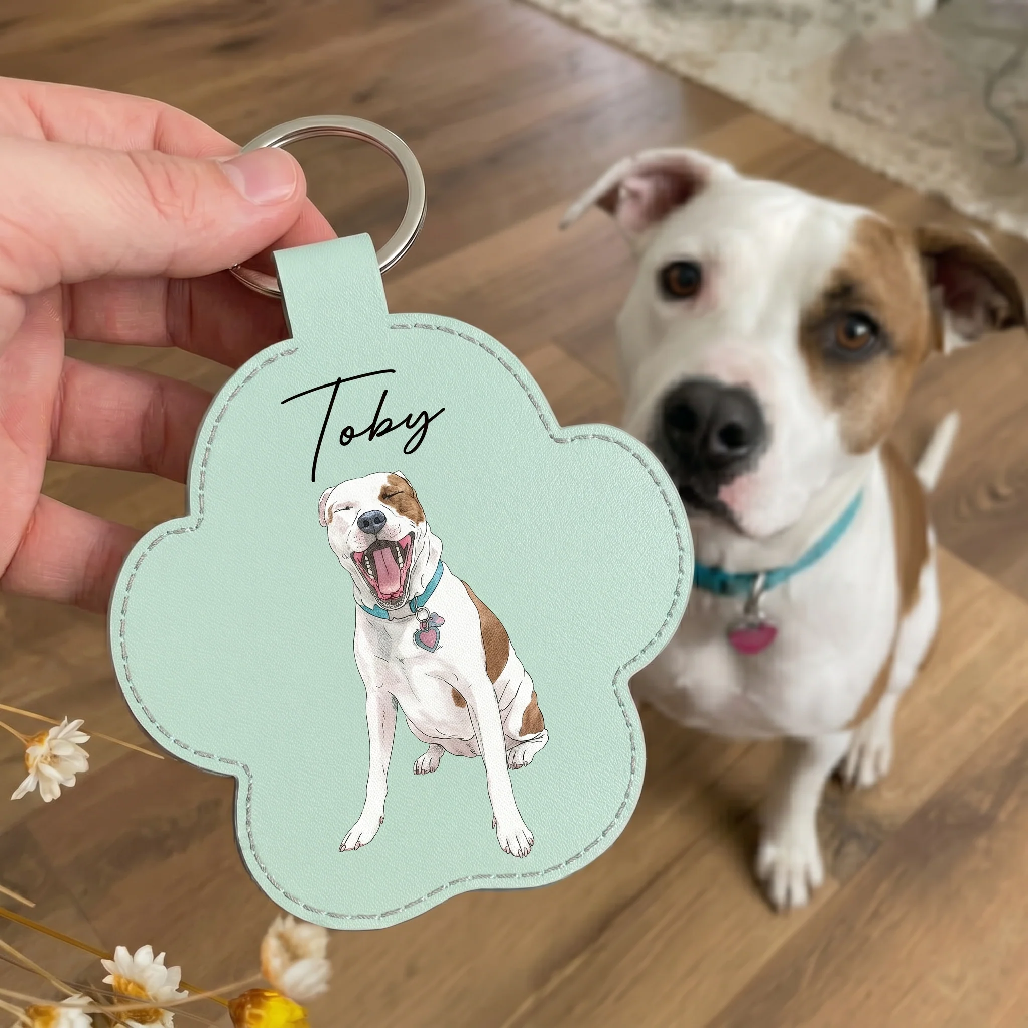 Custom Pet Portrait Gift For Dog Lover, Cat Lover Watercolor - Personalized Keychain - Image 5