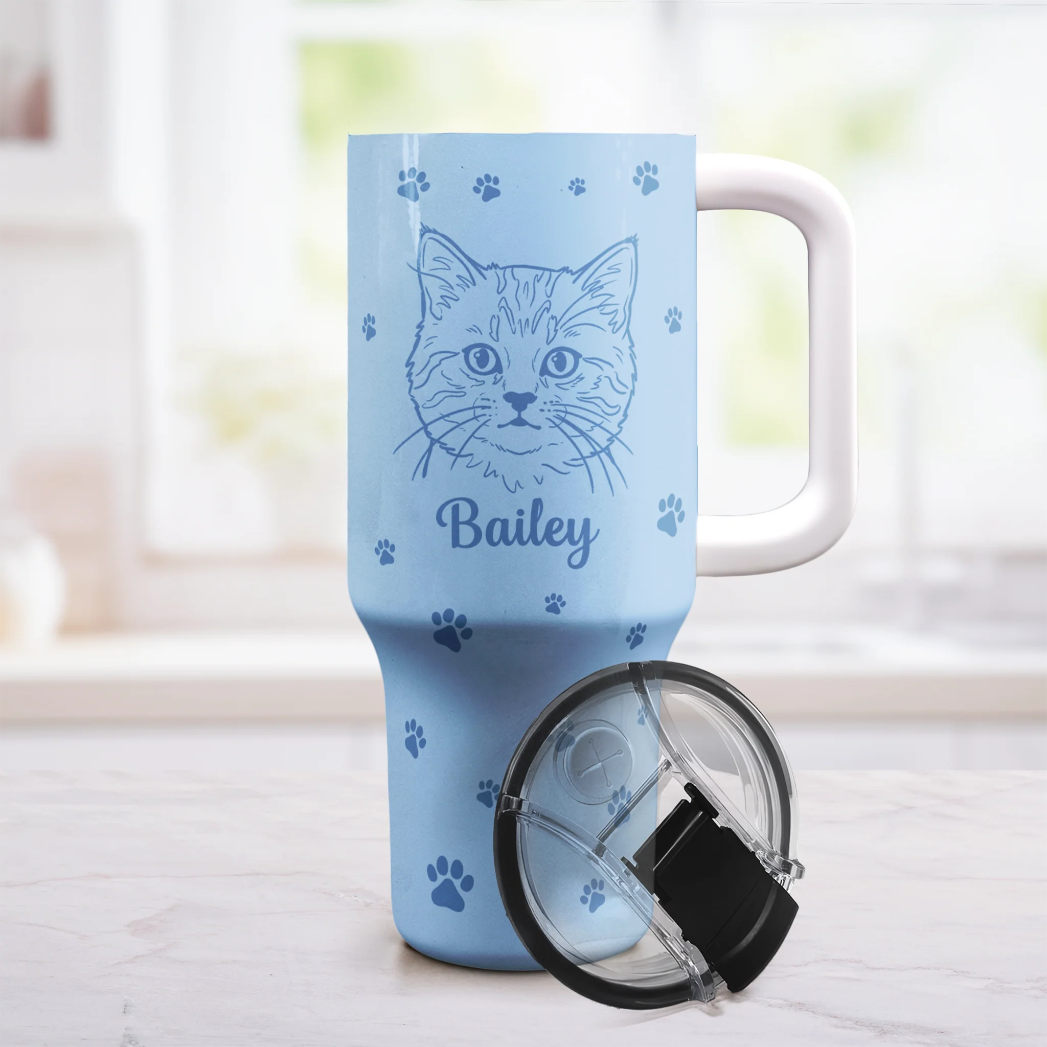 Custom Pet Portrait Line Art New Version For Dog Mom, Cat Mom - Personalized 40oz Tumbler - Image 4