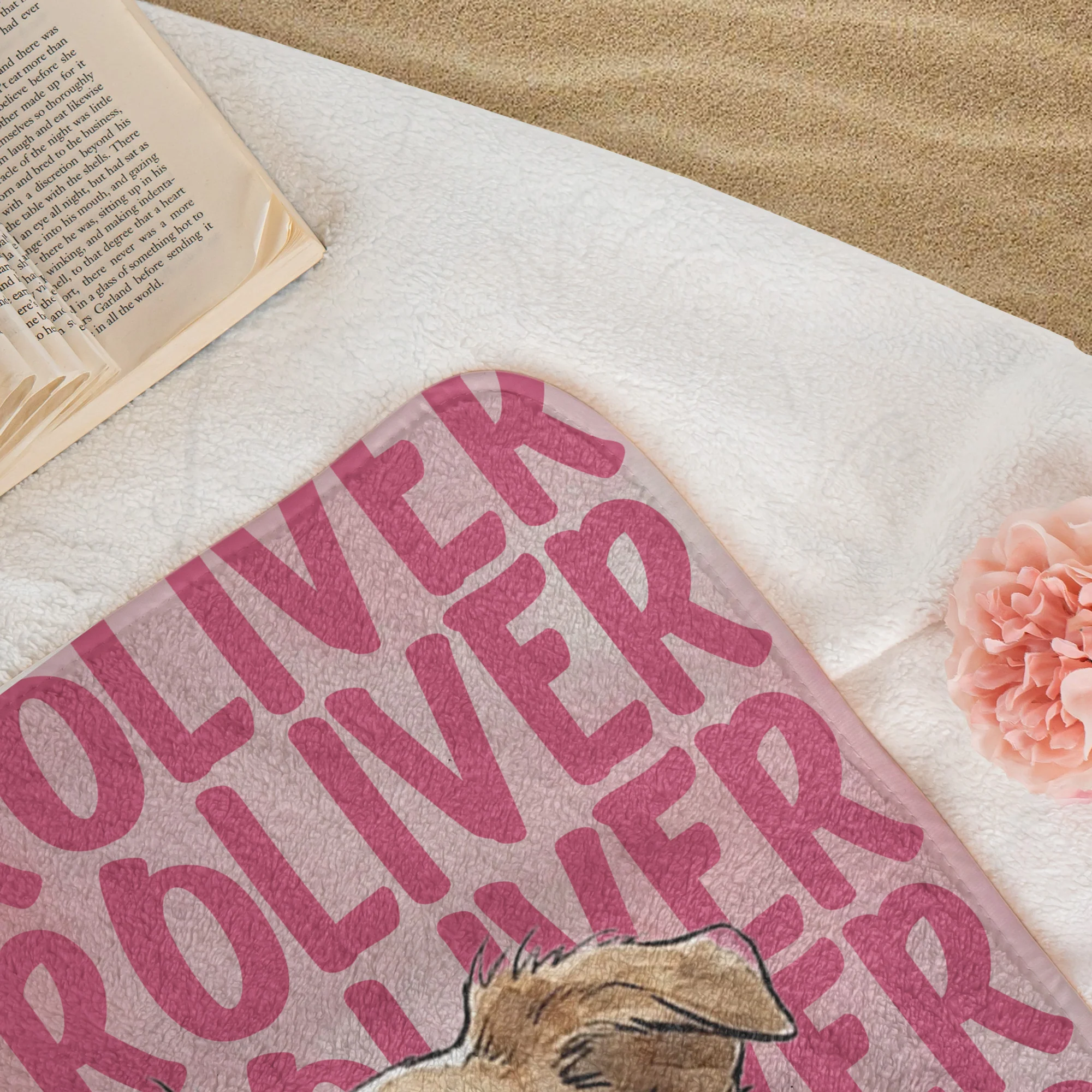 Custom Pet Portrait & Name Watercolor Style - Personalized Beach Towel - Image 5