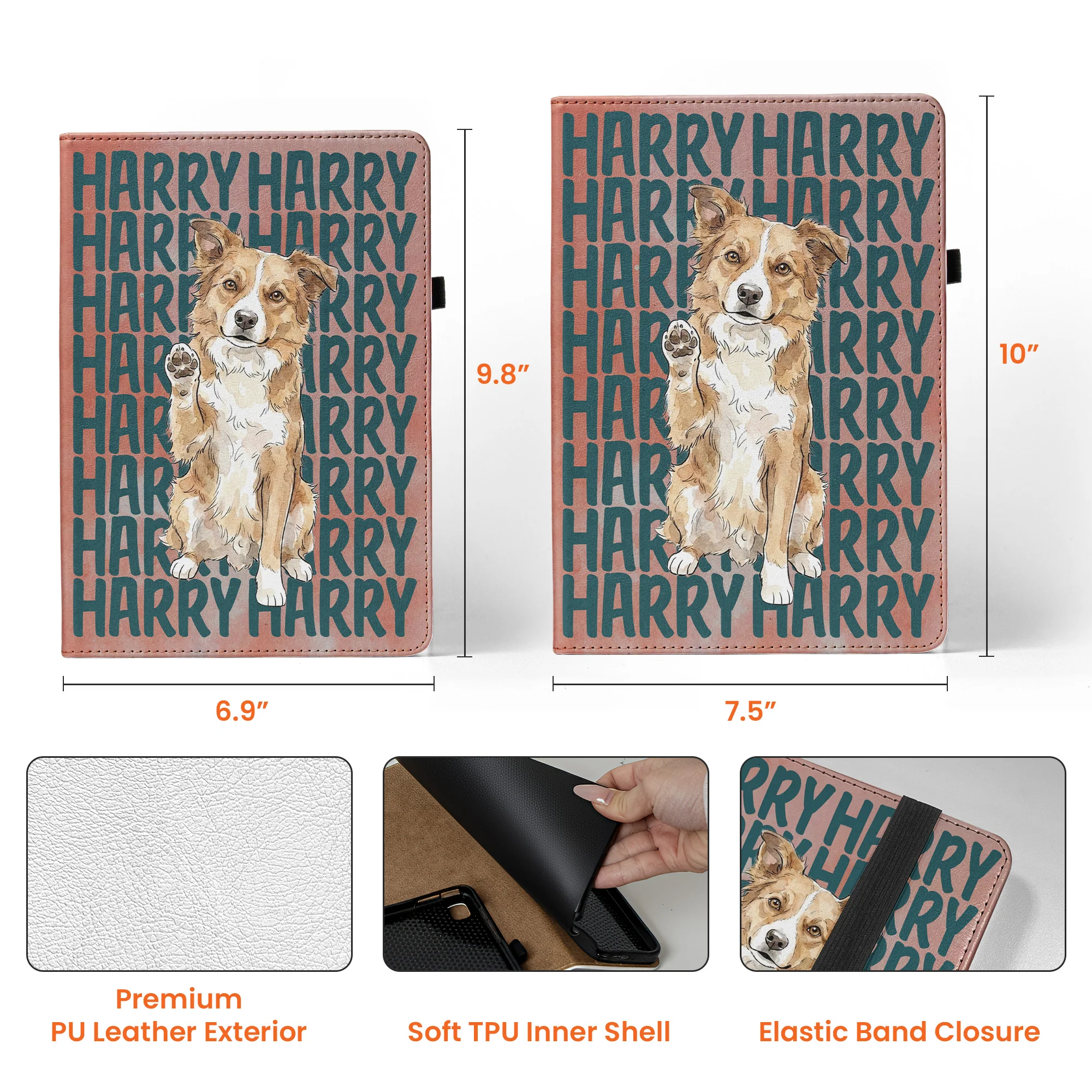 Custom Pet Portrait & Name Watercolor Style - Personalized Ipad Case - Image 7