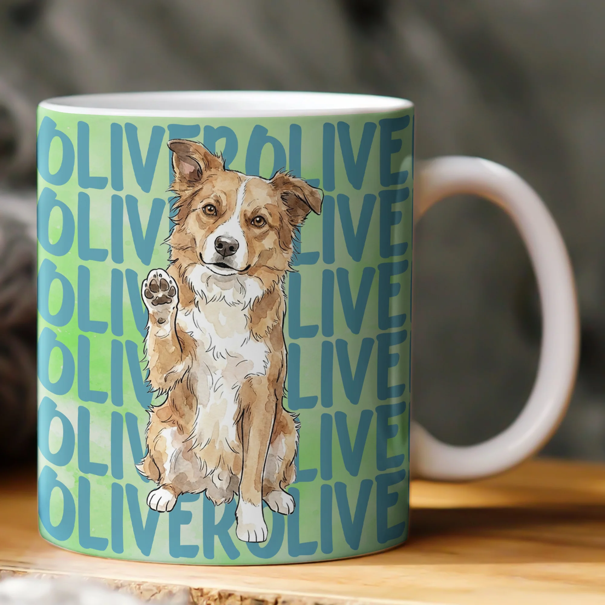 Custom Pet Portrait & Name Watercolor Style - Personalized Mug - Image 2