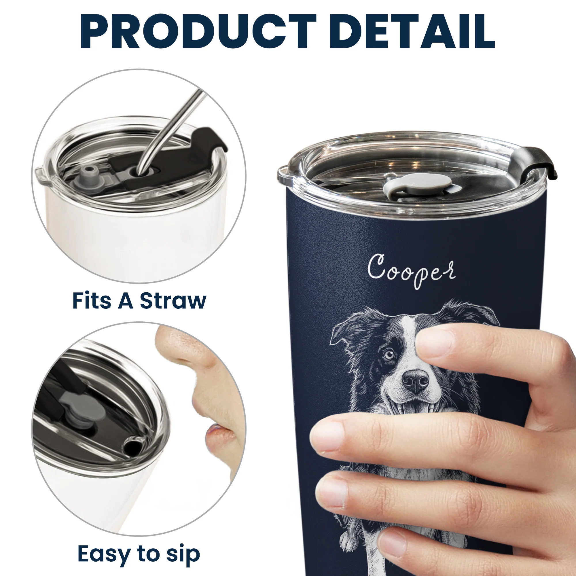 Custom Pet Portrait Sketch Art Gift For Dog Lovers, Cat Lovers - Personalized Tumbler Cup - Image 7